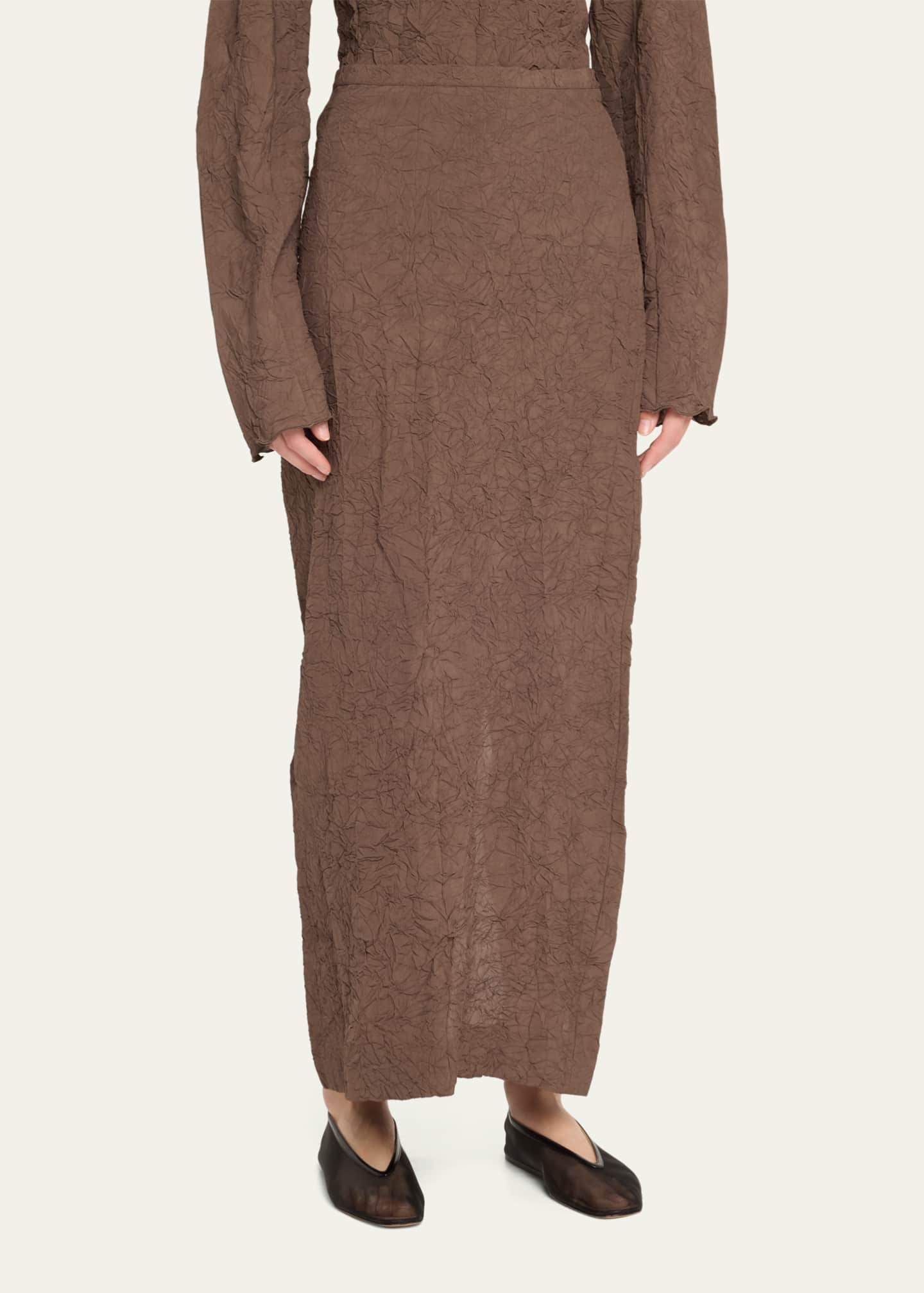 TEURN STUDIOS Crinkle Mid-Length Straight Skirt Image 4 of 5
