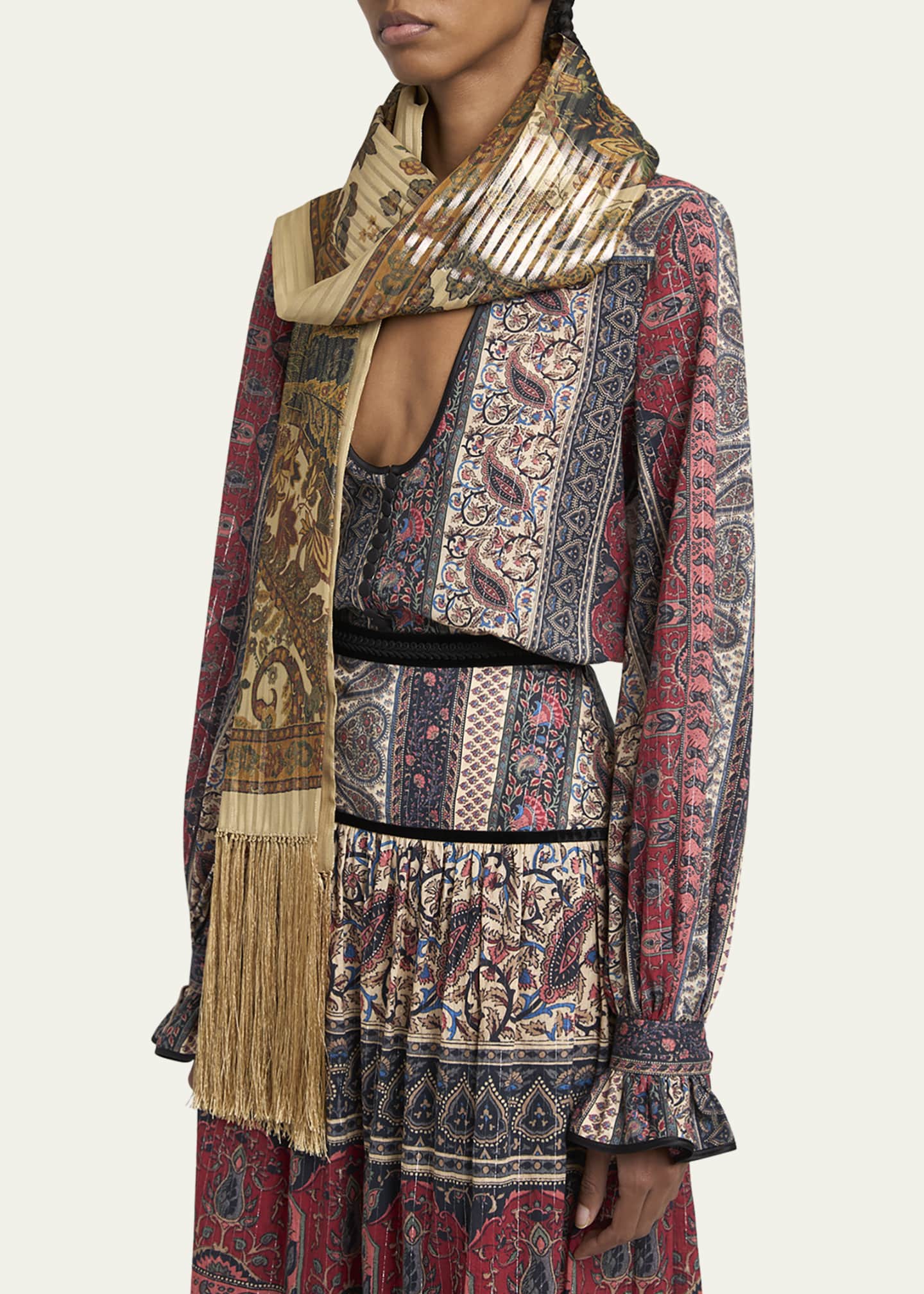 Valentino Garavani Paisley-Print Silk Scarf Image 2 of 3