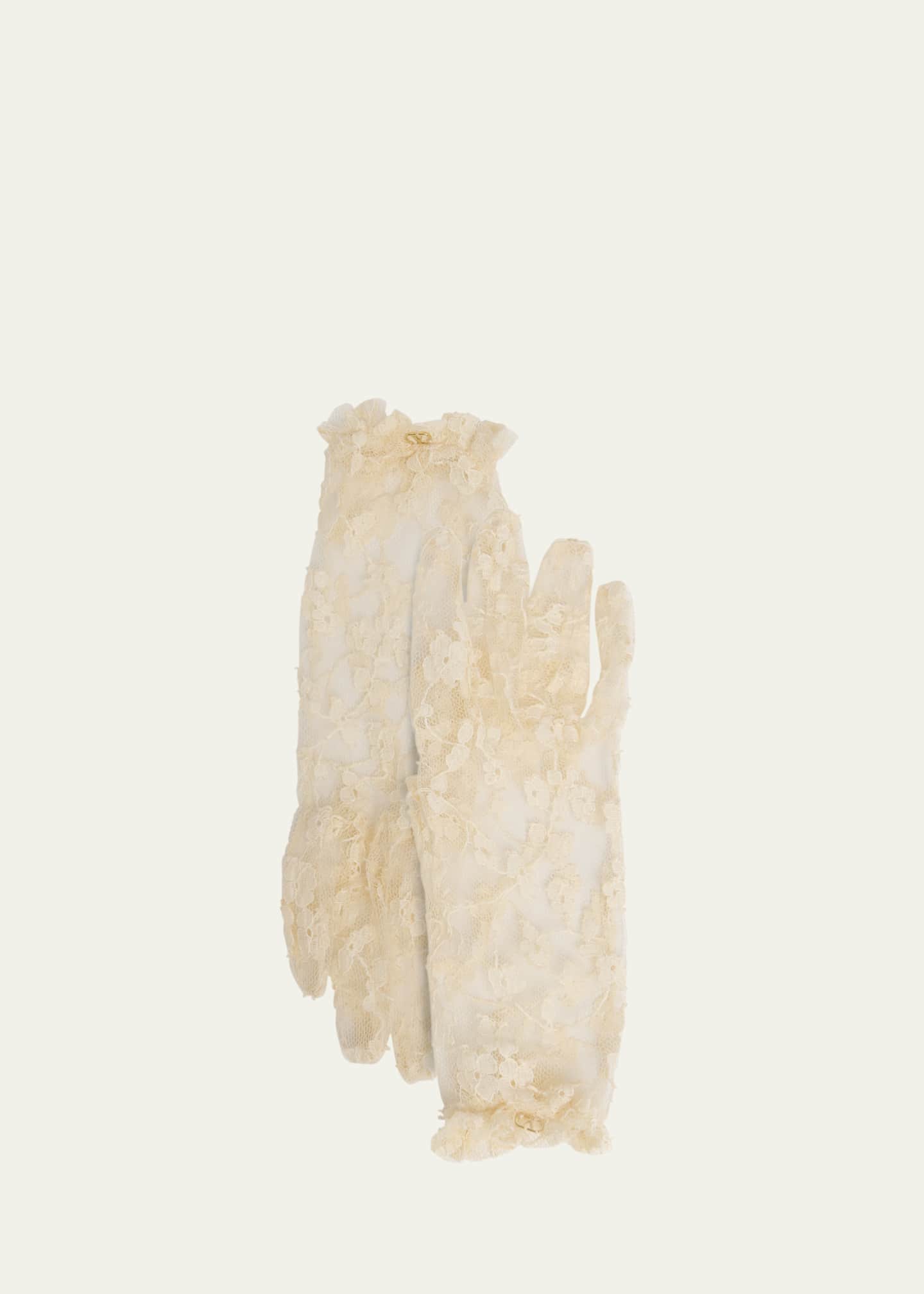Valentino Floral Lace Nylon Blend Gloves