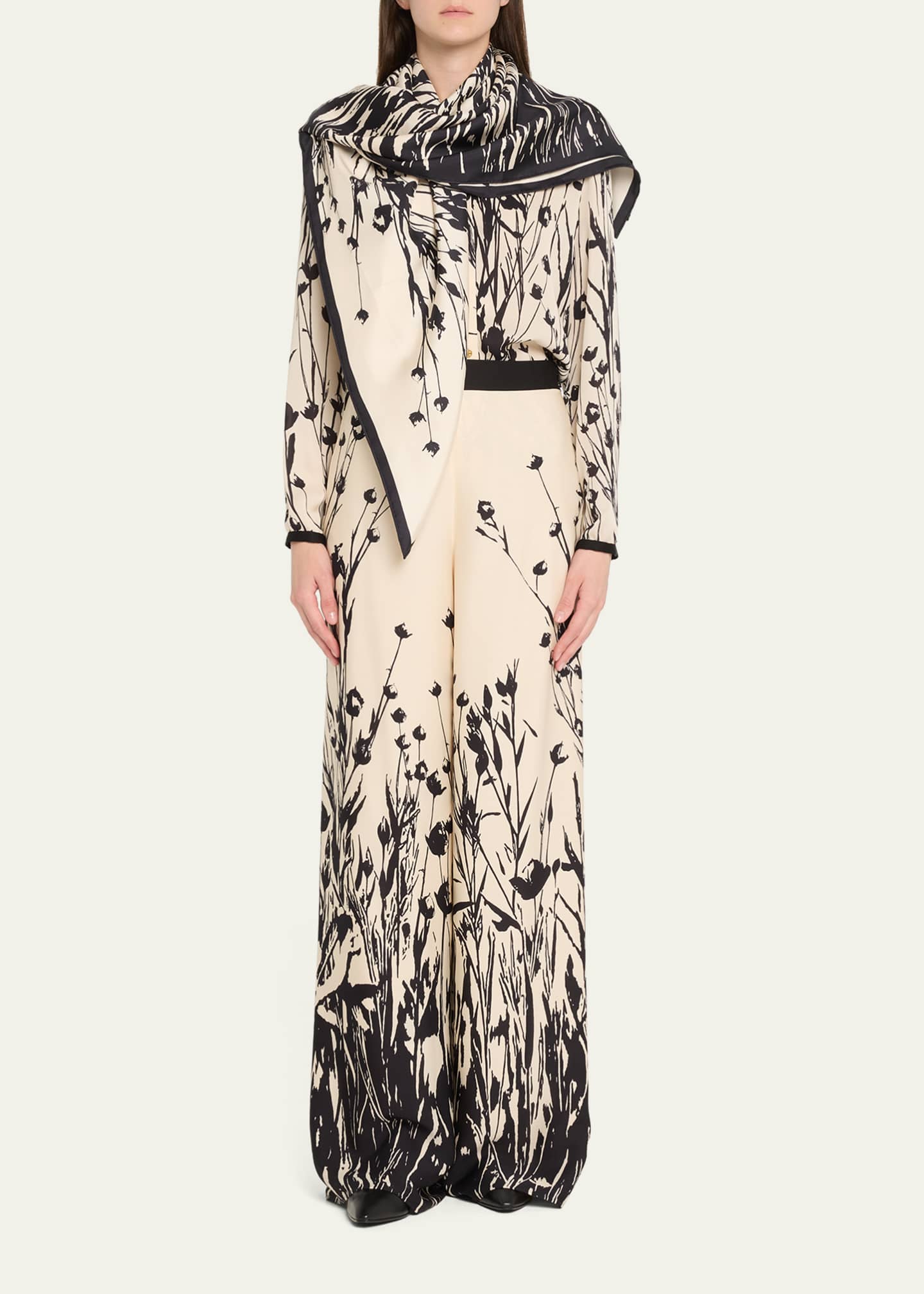Loro Piana Campo Di Lino Floral-Print Silk Scarf Image 2 of 3