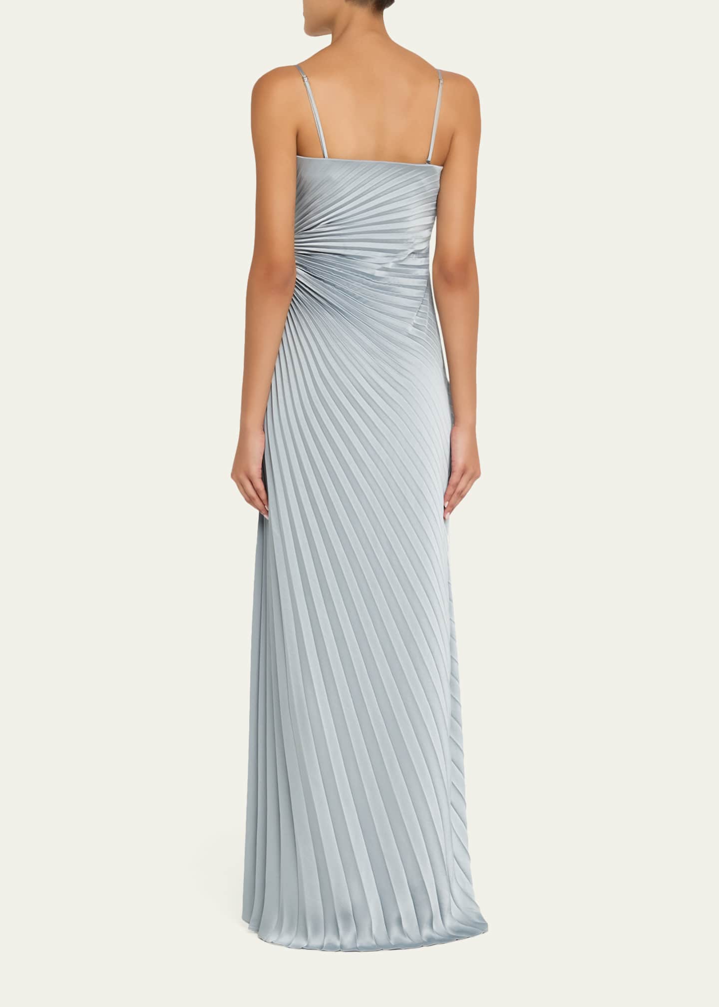 alc light blue pleated dress A.L.C. Moira Satin Pleated Maxi Dress by ALC
