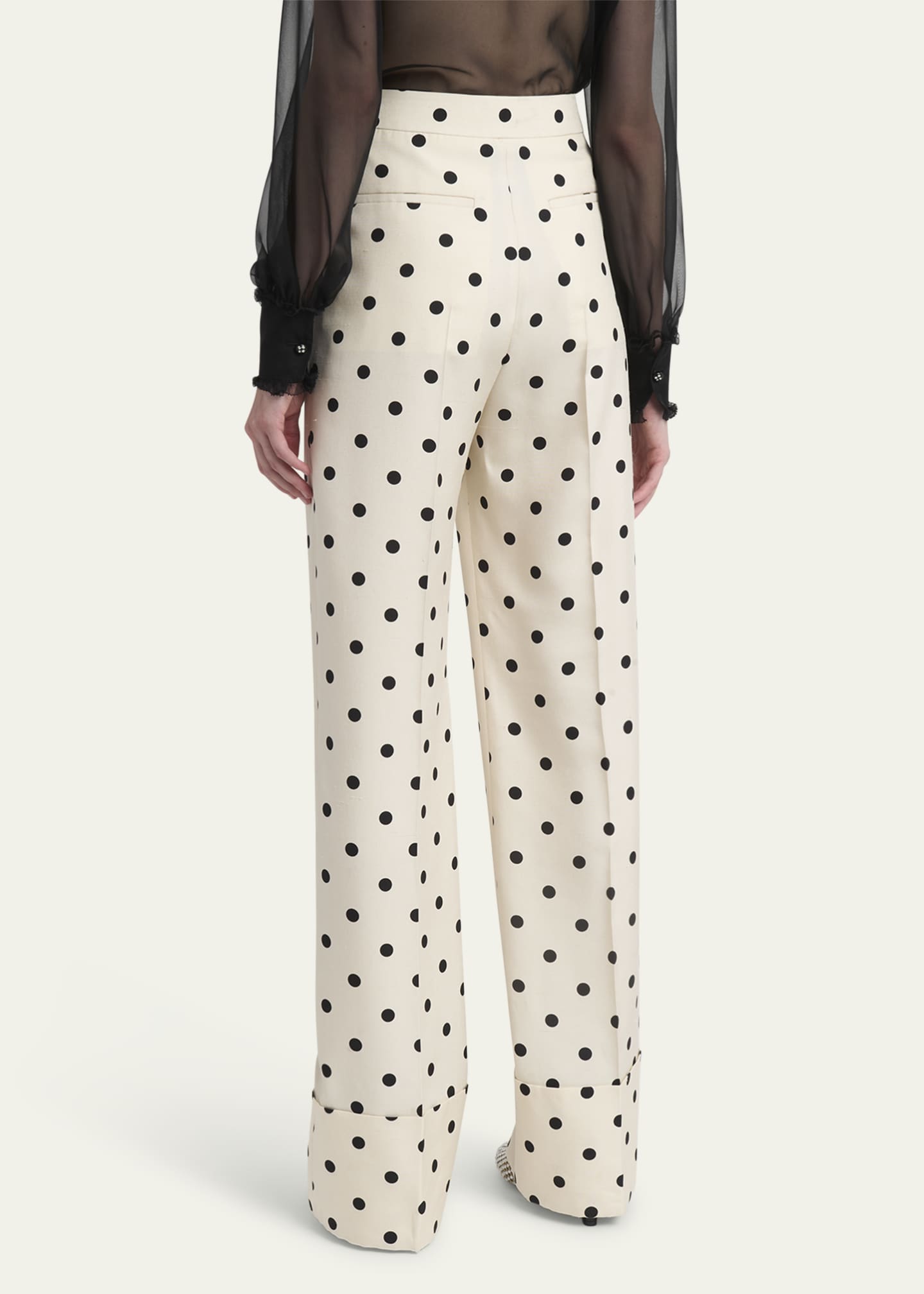 Valentino Garavani Polka Dot Straight Leg Silk Trousers Image 3 of 5