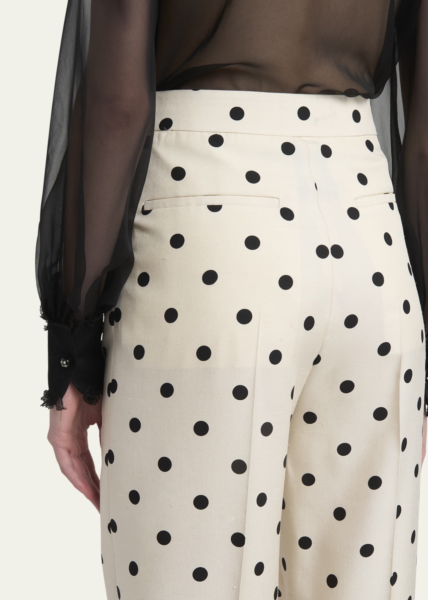 Valentino Garavani Polka Dot Straight Leg Silk Trousers Image 5 of 5