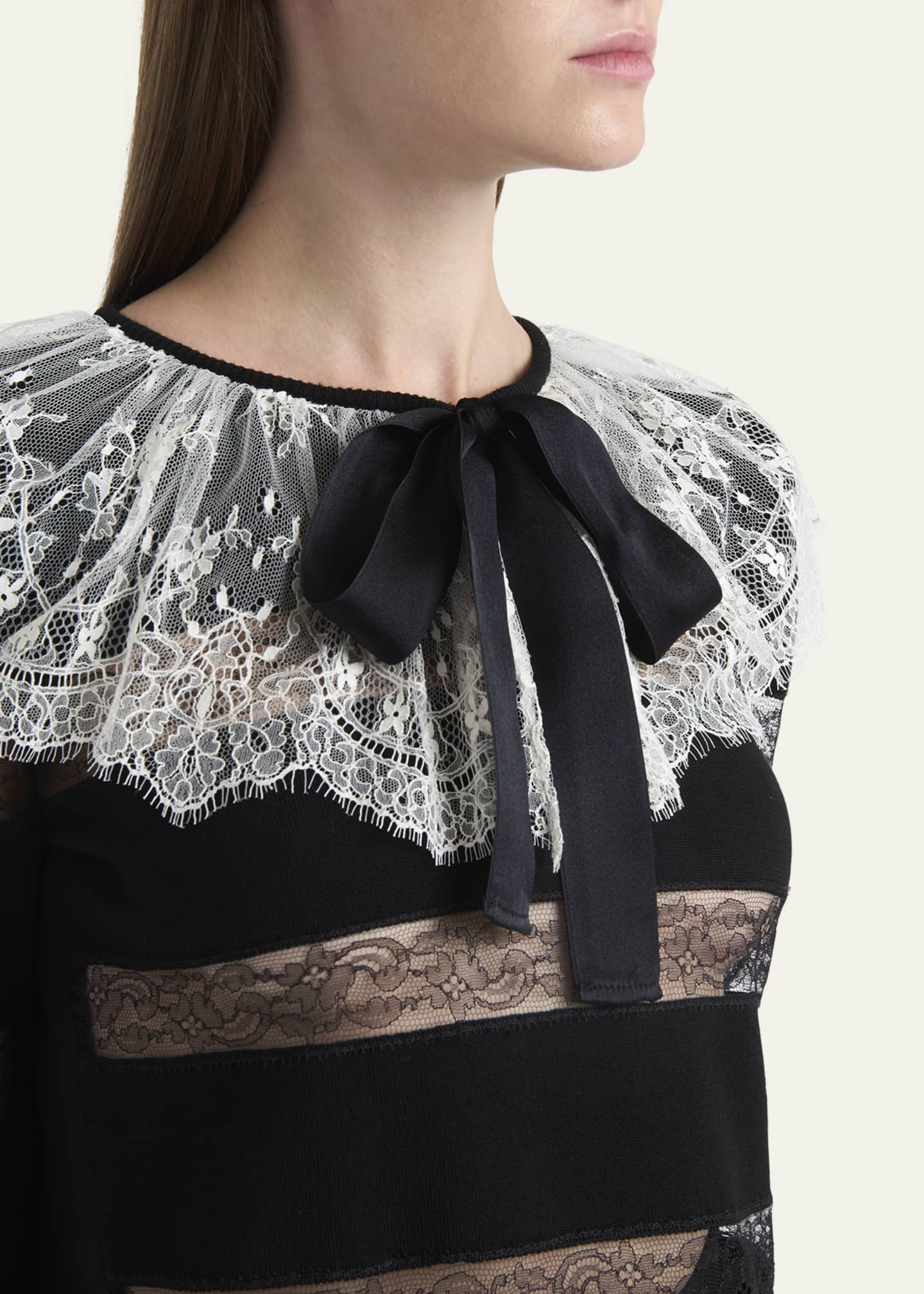 Valentino Garavani Lace Striped Wool Sweater Image 5 of 5
