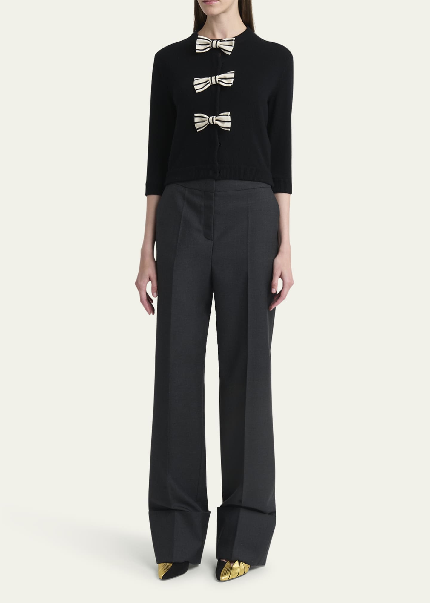 Valentino Garavani Sequined Bow Wool Cardigan Image 2 of 5