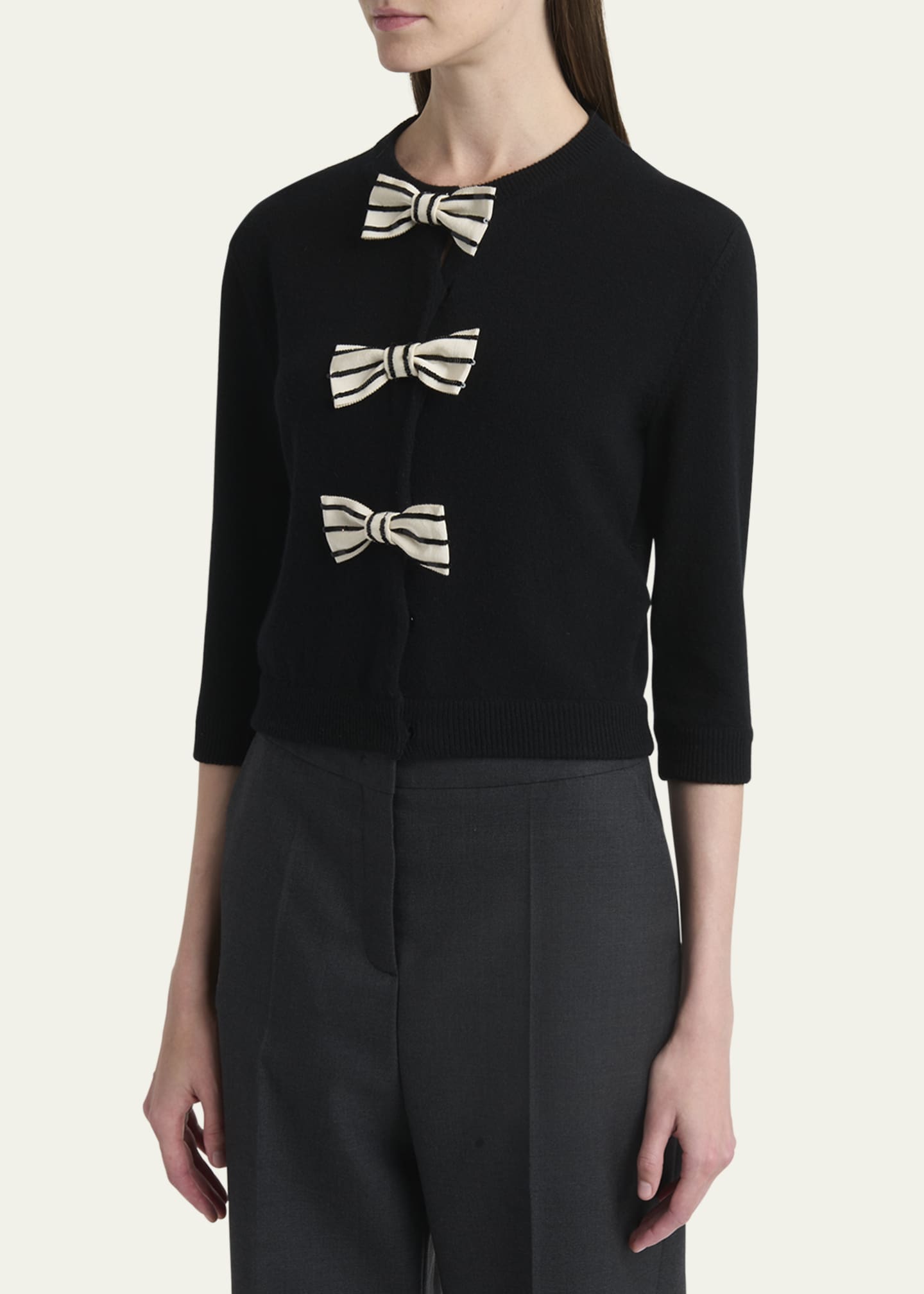 Valentino Garavani Sequined Bow Wool Cardigan Image 4 of 5