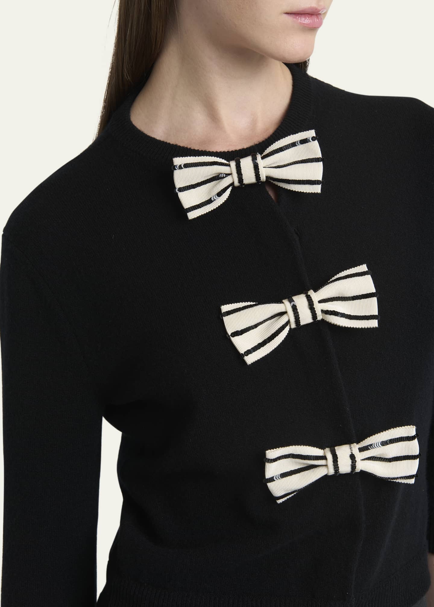Valentino Garavani Sequined Bow Wool Cardigan Image 5 of 5