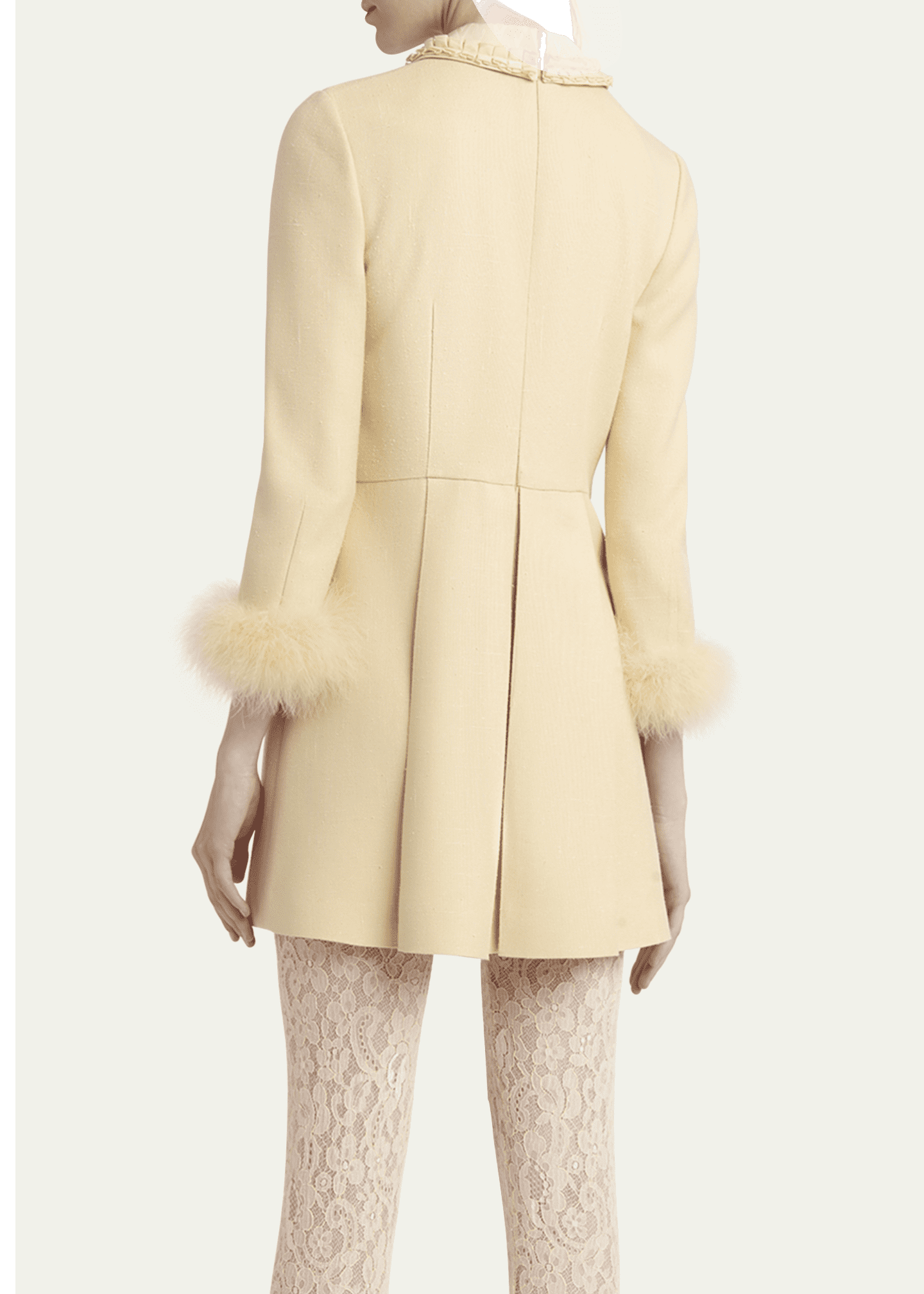 Valentino Garavani Layered Ruffle Feather Cuff Mini Dress Image 3 of 5
