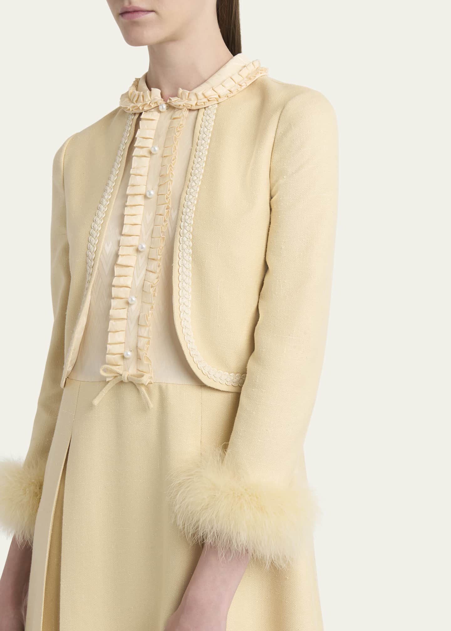Valentino Garavani Layered Ruffle Feather Cuff Mini Dress Image 5 of 5