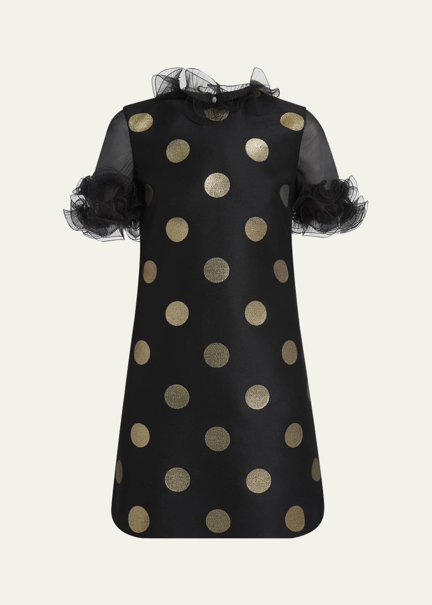 Valentino Garavani Metallic Polka Dot Sheer Ruffle Mini Dress Image 1 of 5