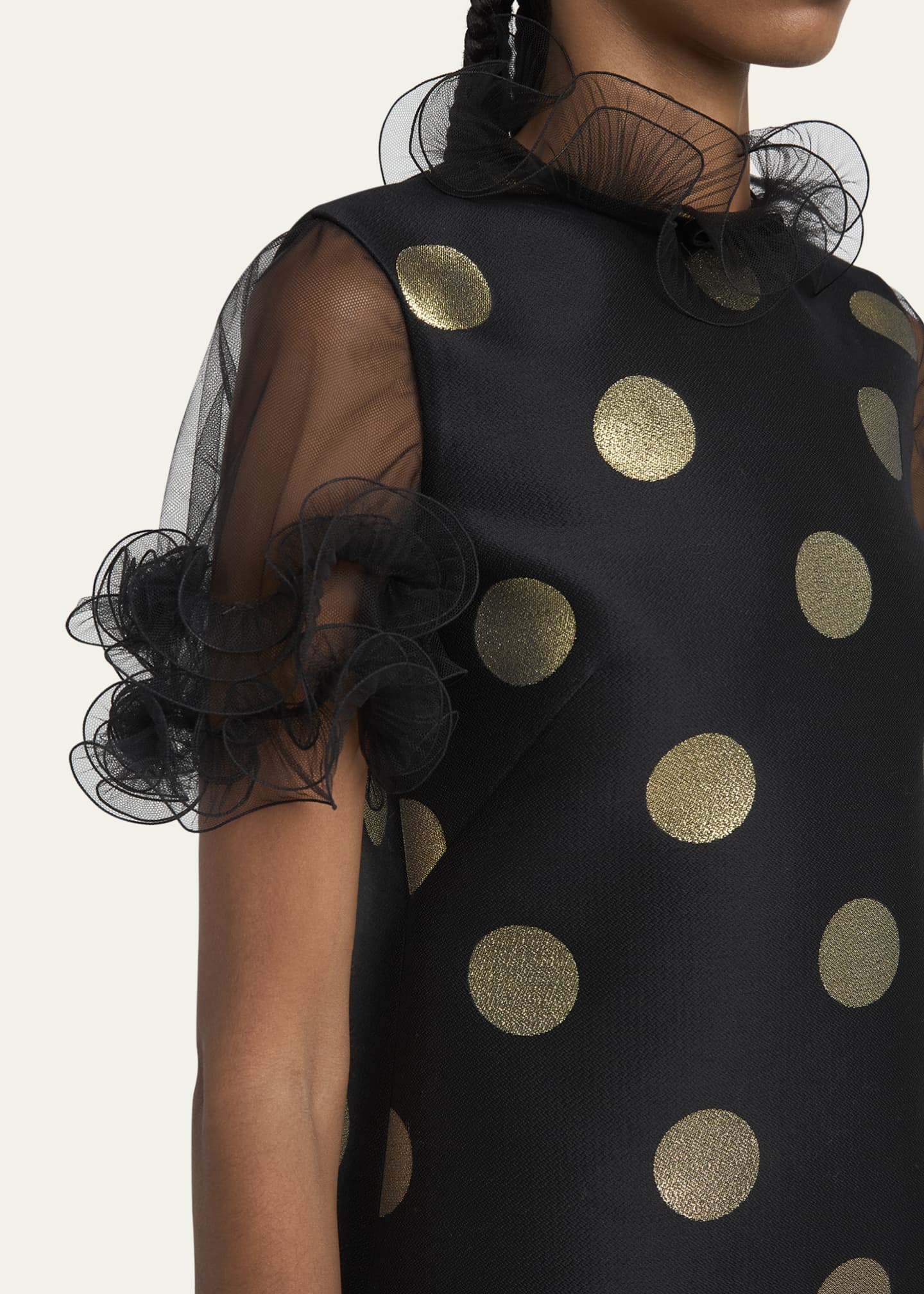 Valentino Garavani Metallic Polka Dot Sheer Ruffle Mini Dress Image 5 of 5