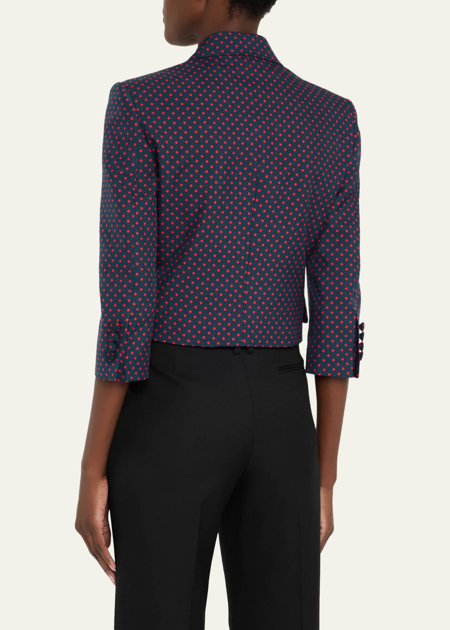 Valentino Garavani Bow Polka-Dot Crop Single-Breasted Jacket Image 3 of 5