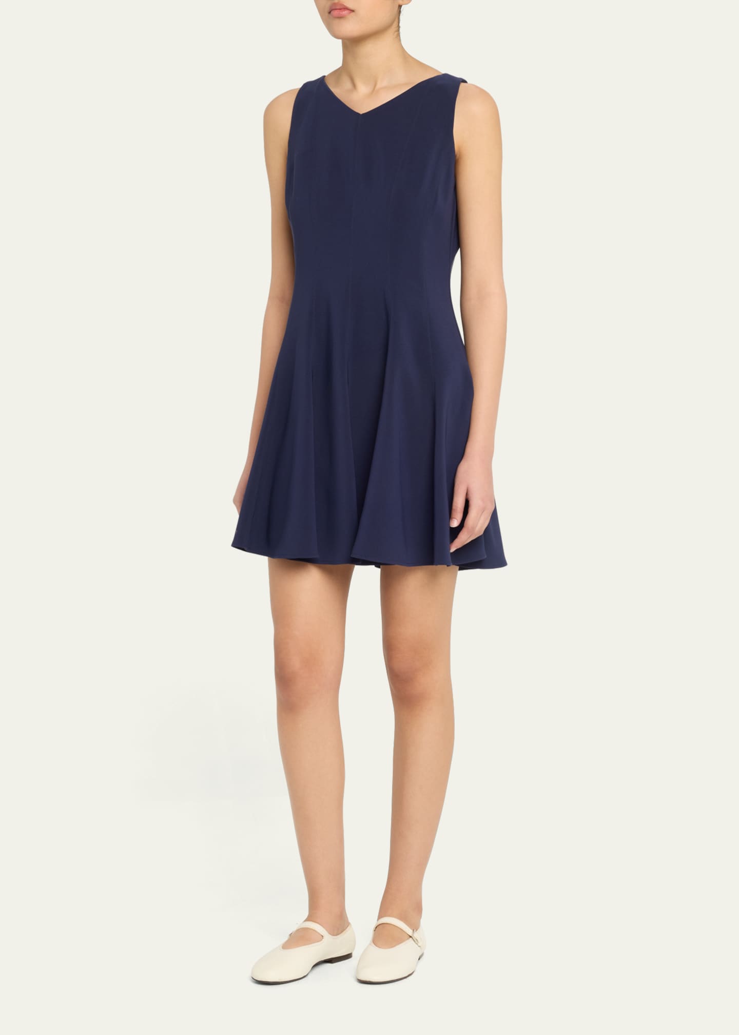 Milly Sleeveless Stretch Cady Fit-&-Flare Mini Dress Image 4 of 5