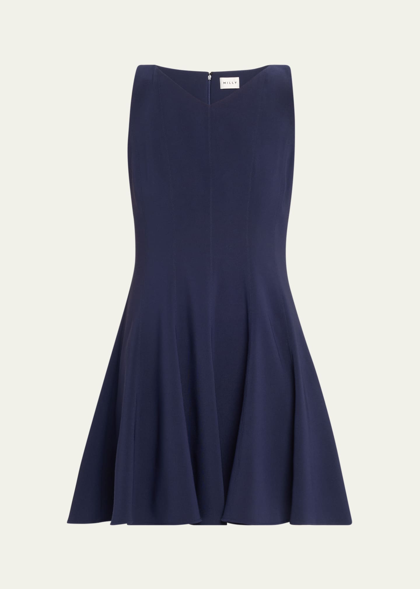 Milly Sleeveless Stretch Cady Fit-&-Flare Mini Dress Image 1 of 5