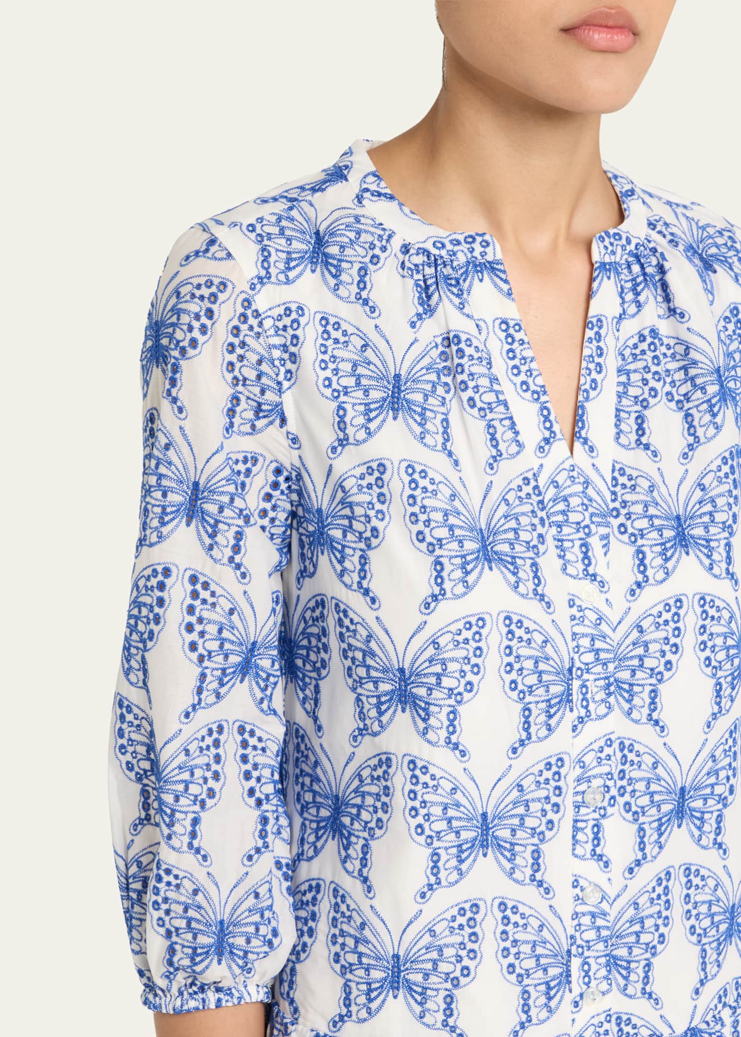 Milly Tiered Eyelet Butterfly-Embroidered Mini Dress Image 5 of 5