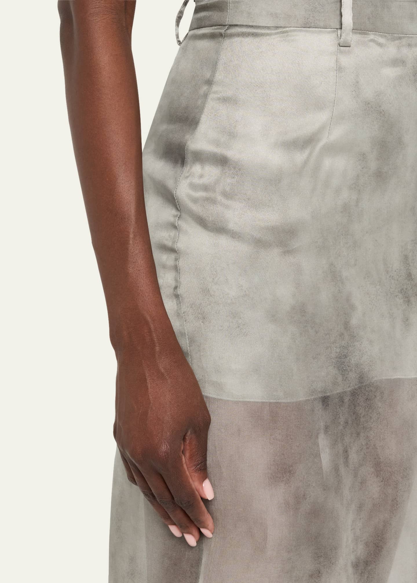 GRACE LING Fog Print Silk Organza Midi Skirt Image 5 of 5