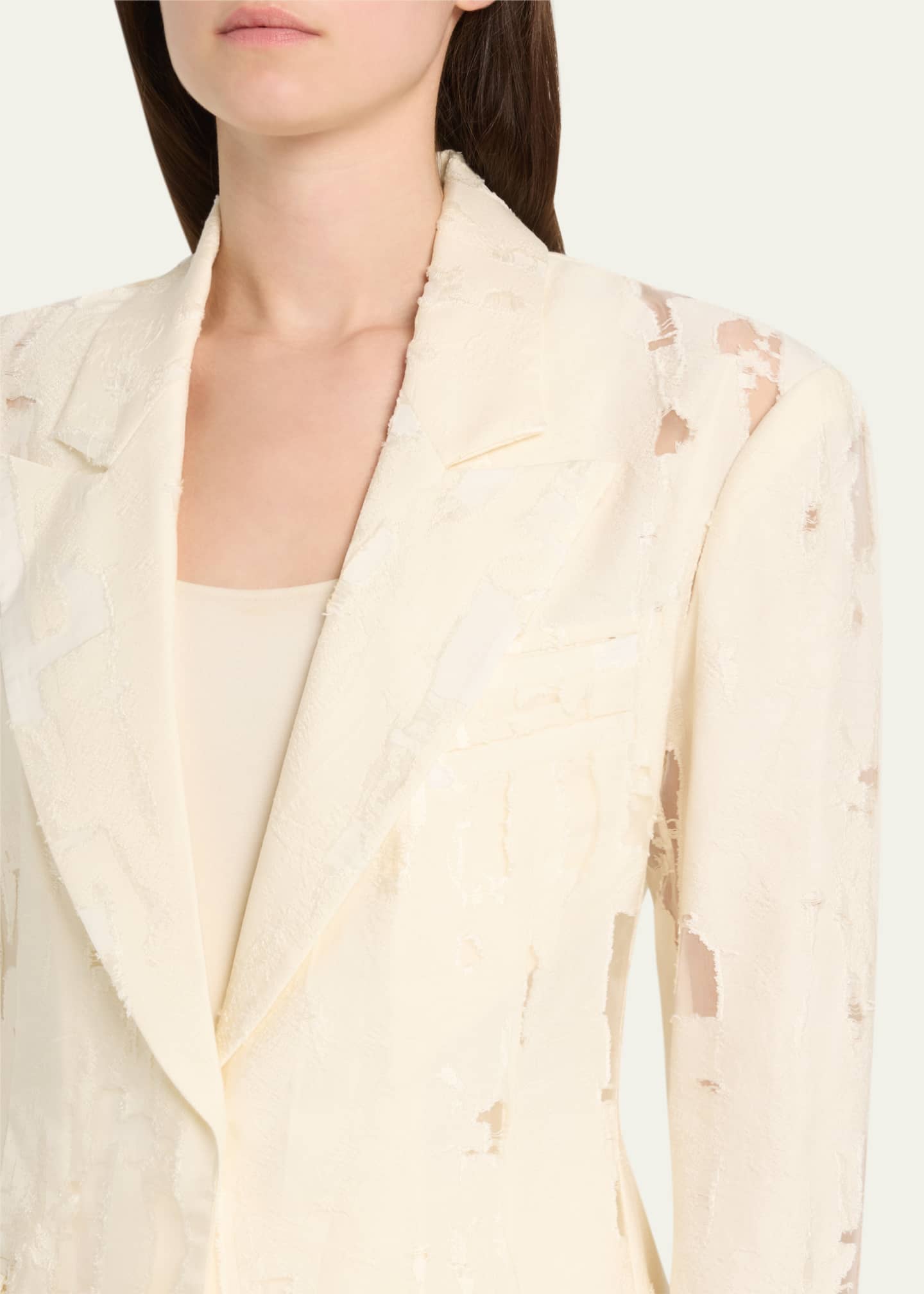 GRACE LING Peak-Lapel Distressed Burnout Blazer Image 5 of 5