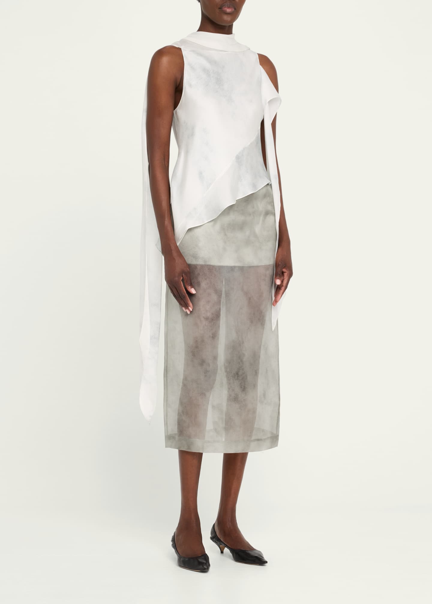 GRACE LING Silk Bias Scarf Top Image 4 of 5