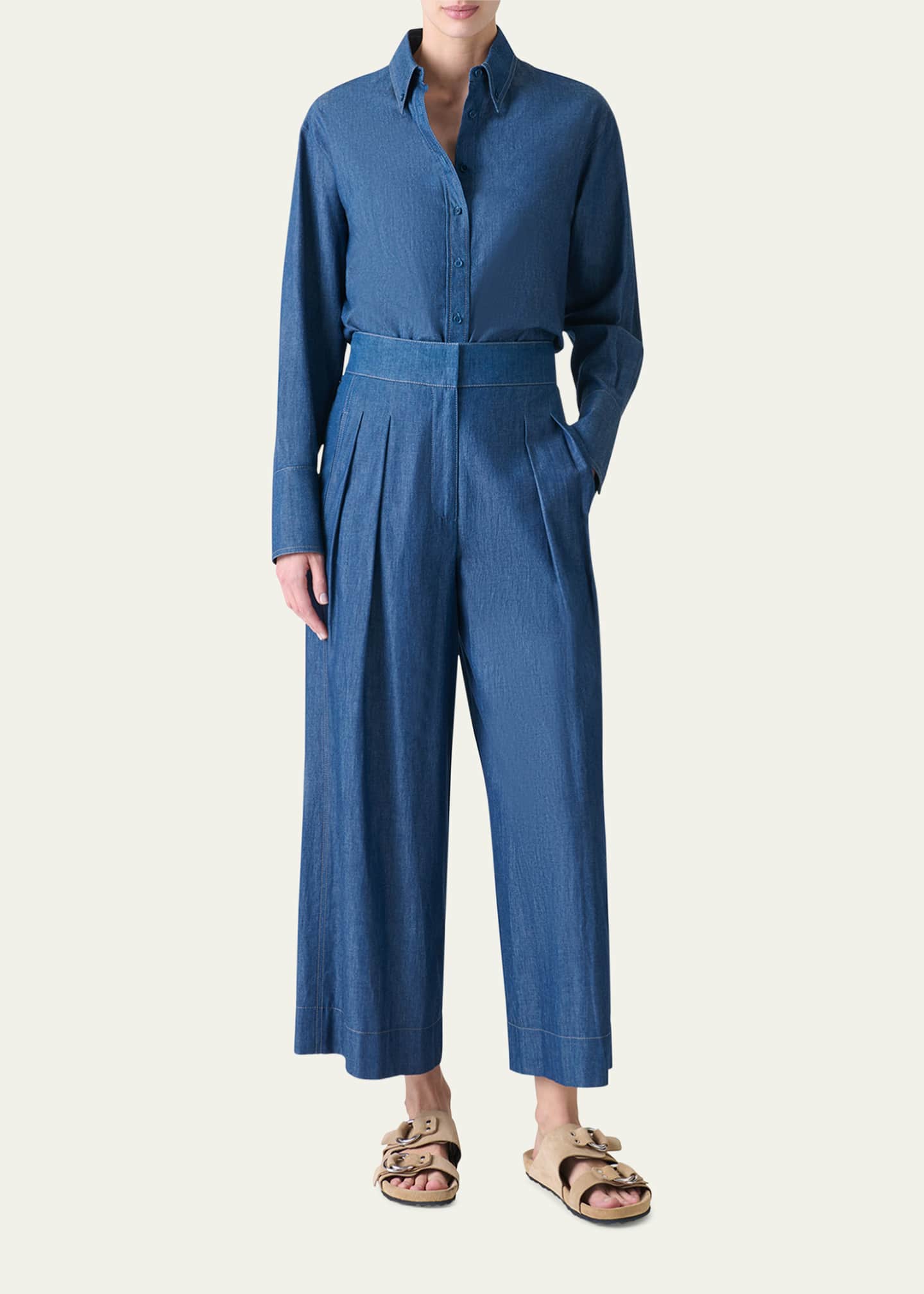 Akris punto Oversized Cotton Denim Shirt Image 2 of 5