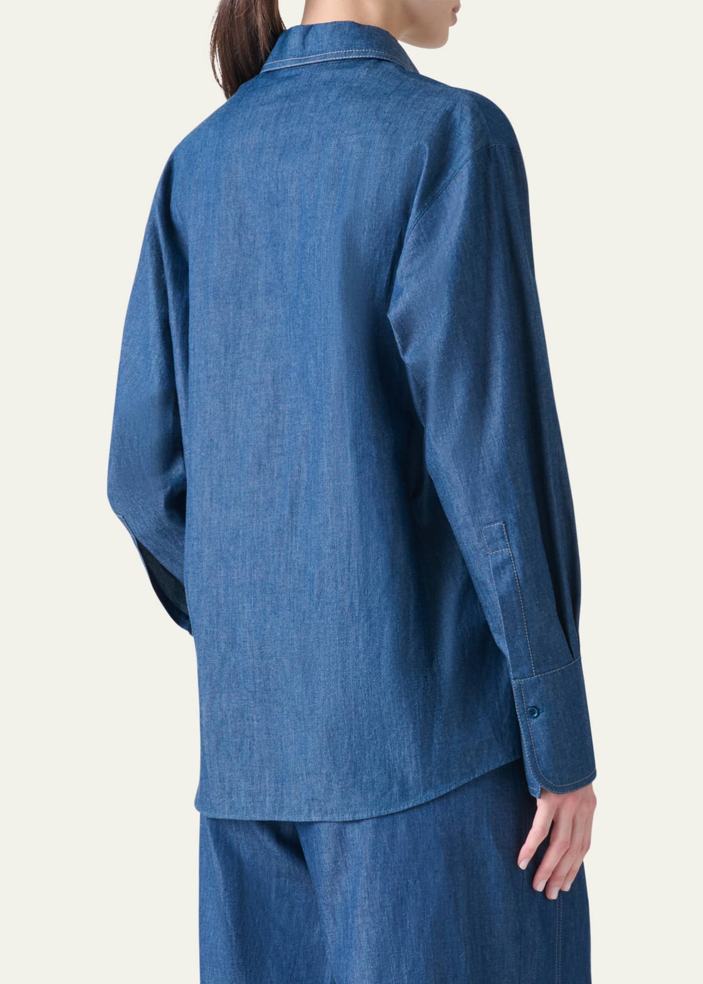 Akris punto Oversized Cotton Denim Shirt Image 3 of 5