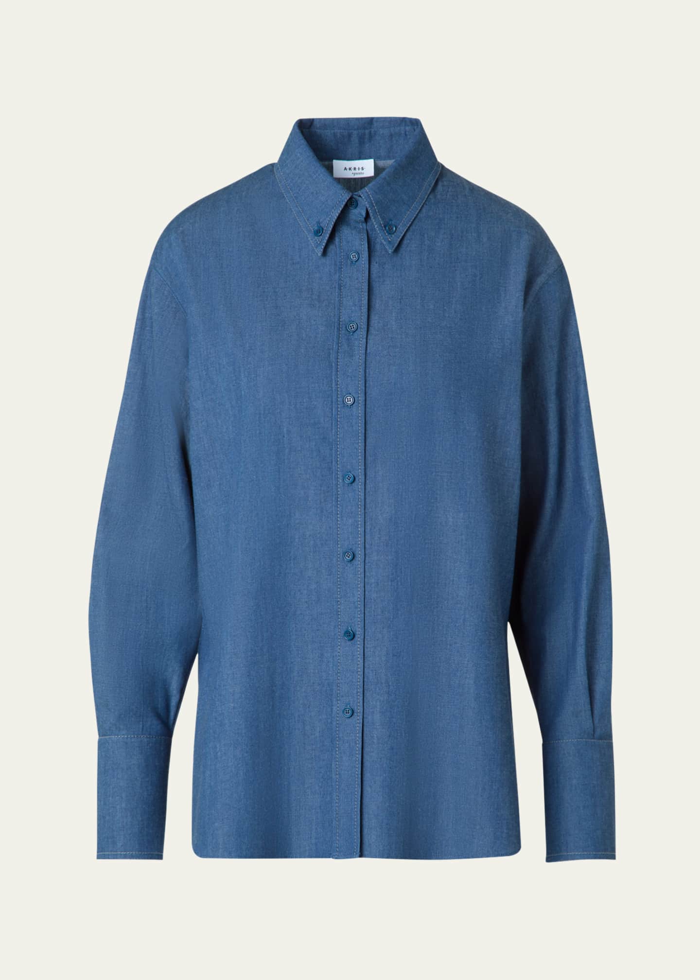 Akris punto Oversized Cotton Denim Shirt Image 1 of 5