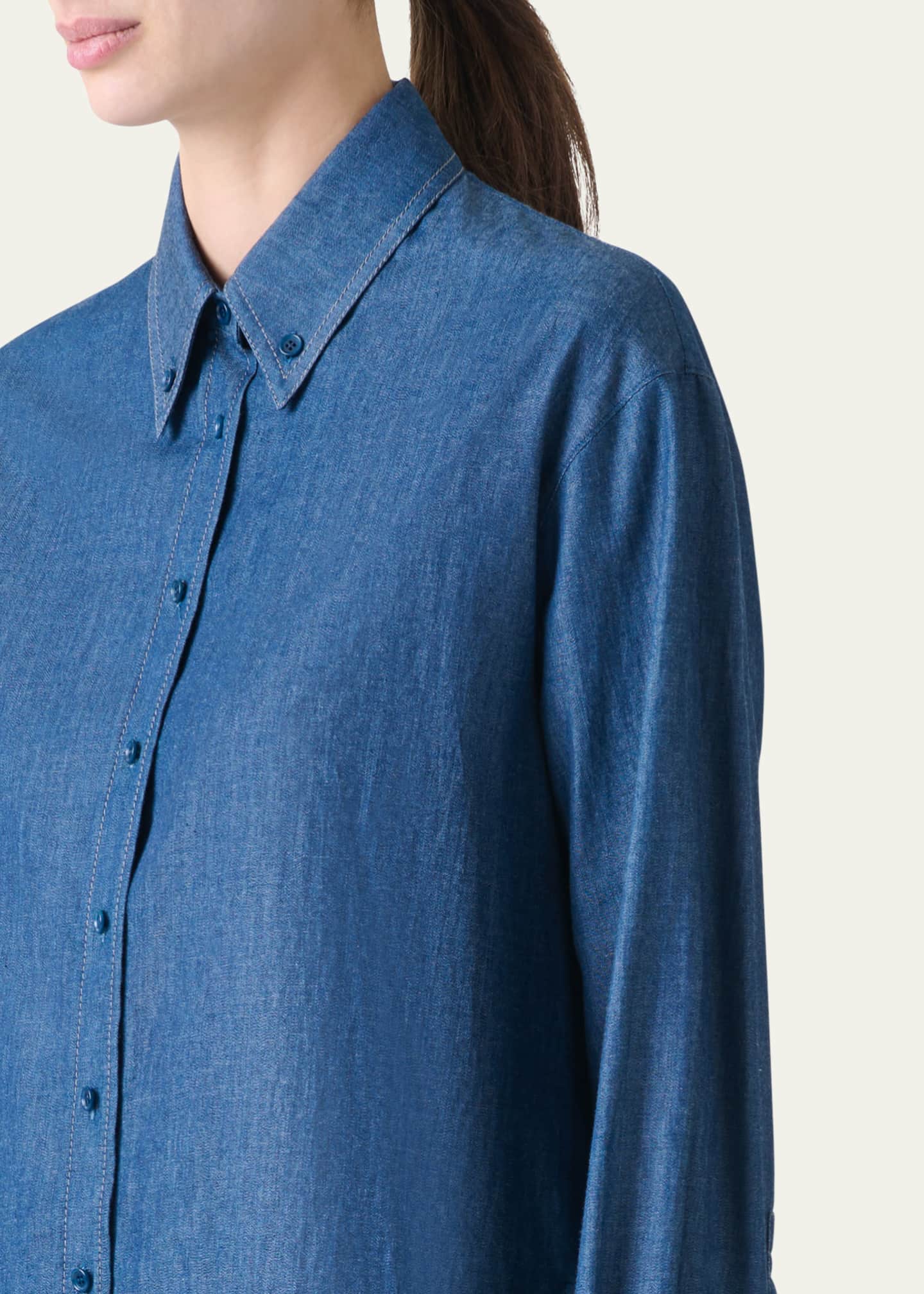 Akris punto Oversized Cotton Denim Shirt Image 5 of 5