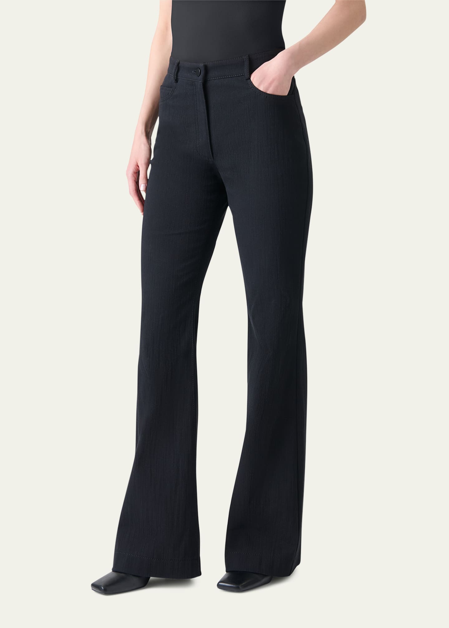 Akris punto Flared Stretch Denim Tailored Pants Image 4 of 5