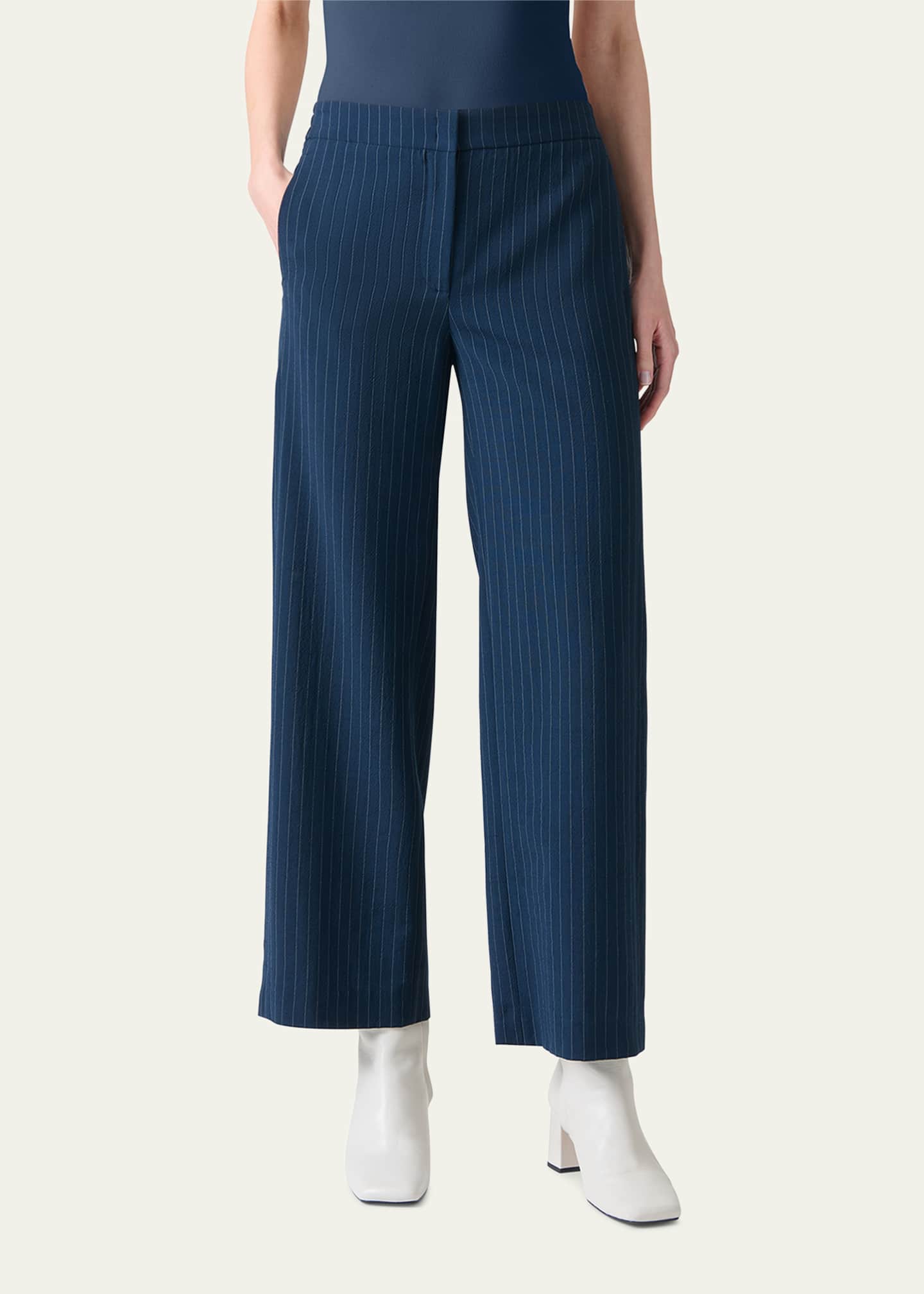 Akris punto Marlon Striped Cool Wool Crepe Pants Image 2 of 5