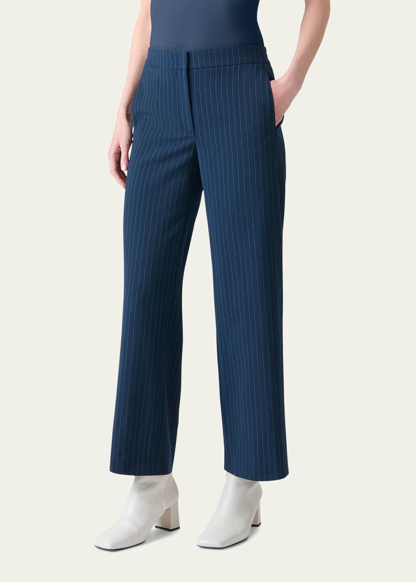 Akris punto Marlon Striped Cool Wool Crepe Pants Image 4 of 5
