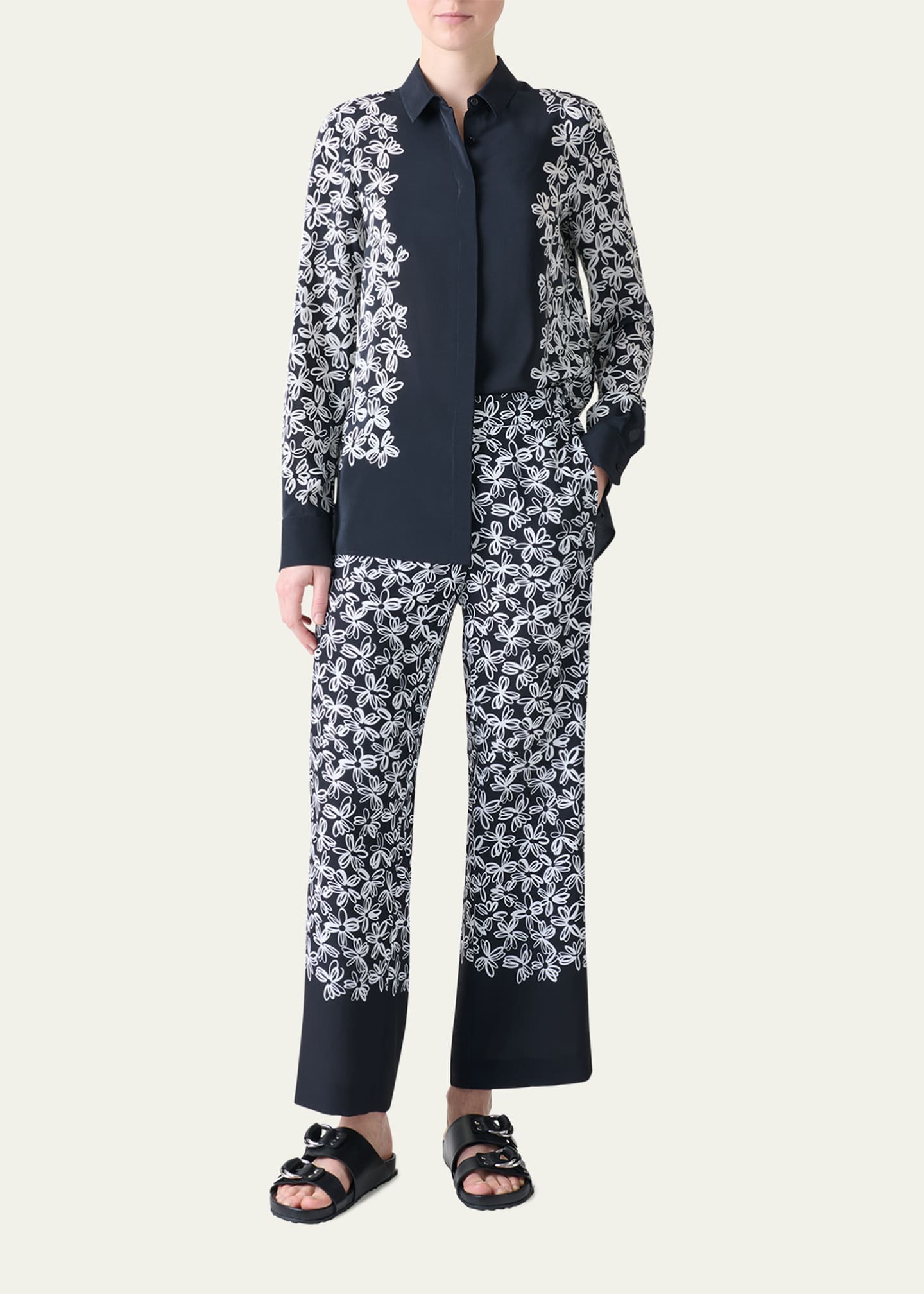 Akris punto Daisy Print Button Down Silk Blouse Image 2 of 5