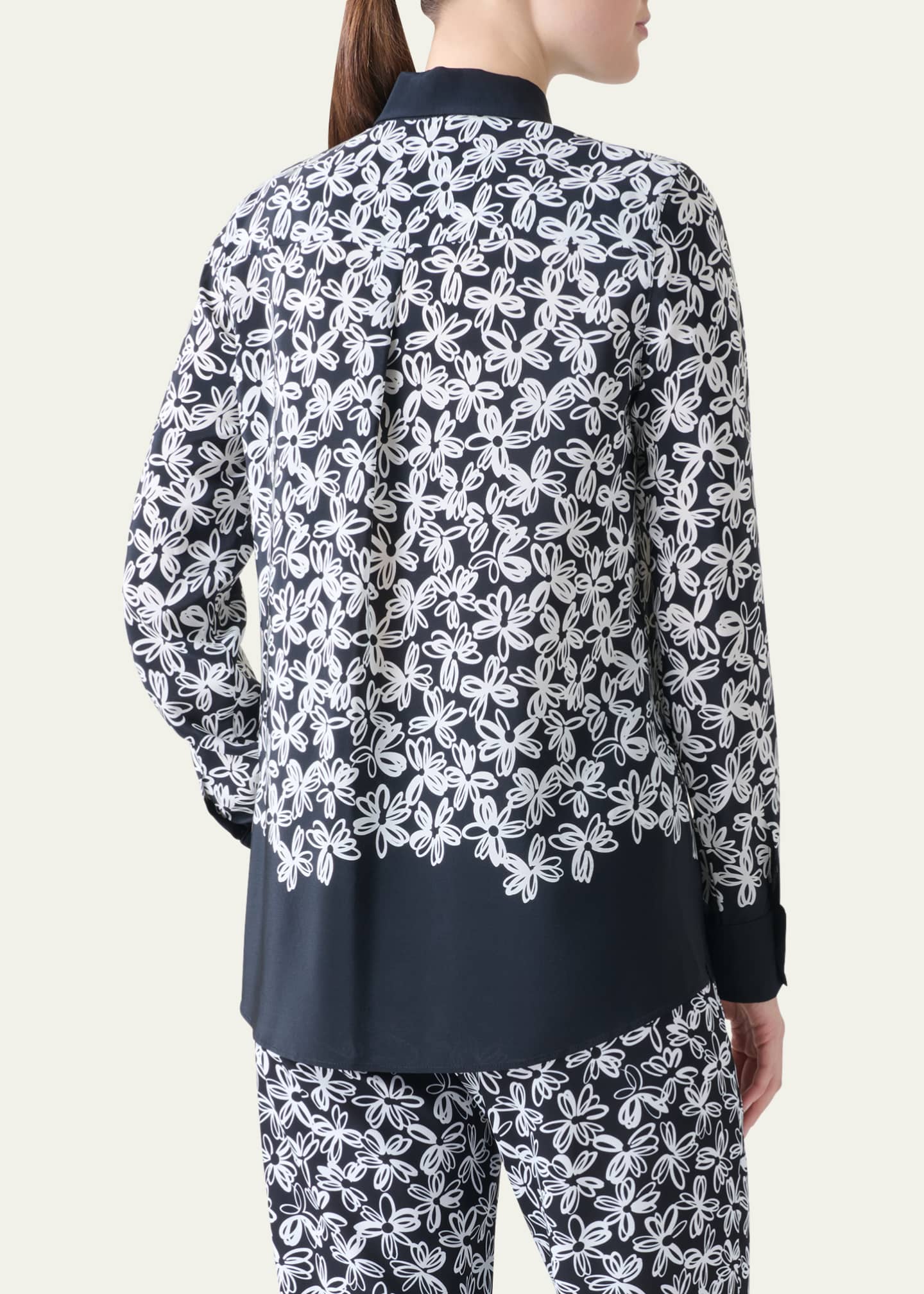 Akris punto Daisy Print Button Down Silk Blouse Image 3 of 5