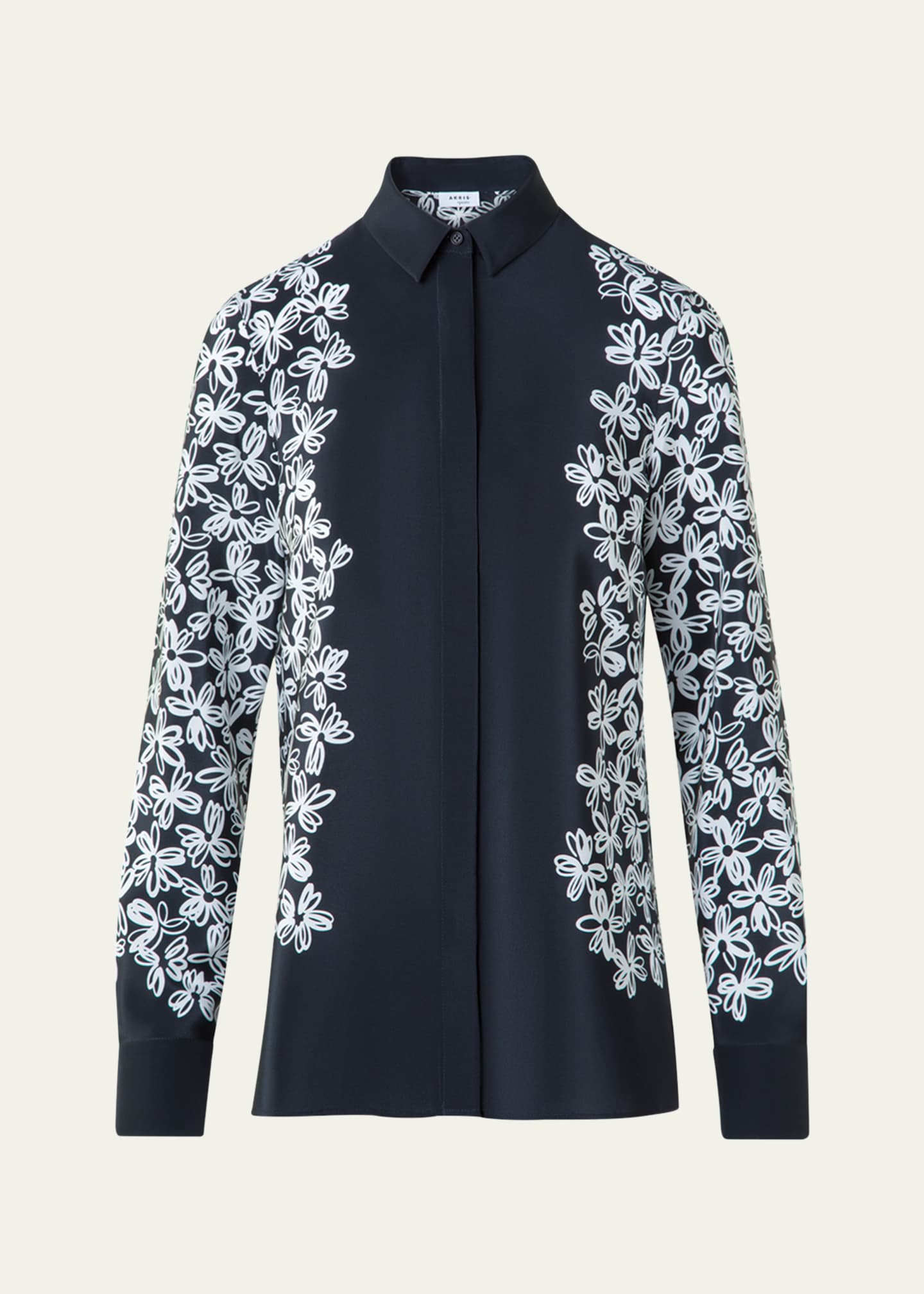 Akris punto Daisy Print Button Down Silk Blouse Image 1 of 5