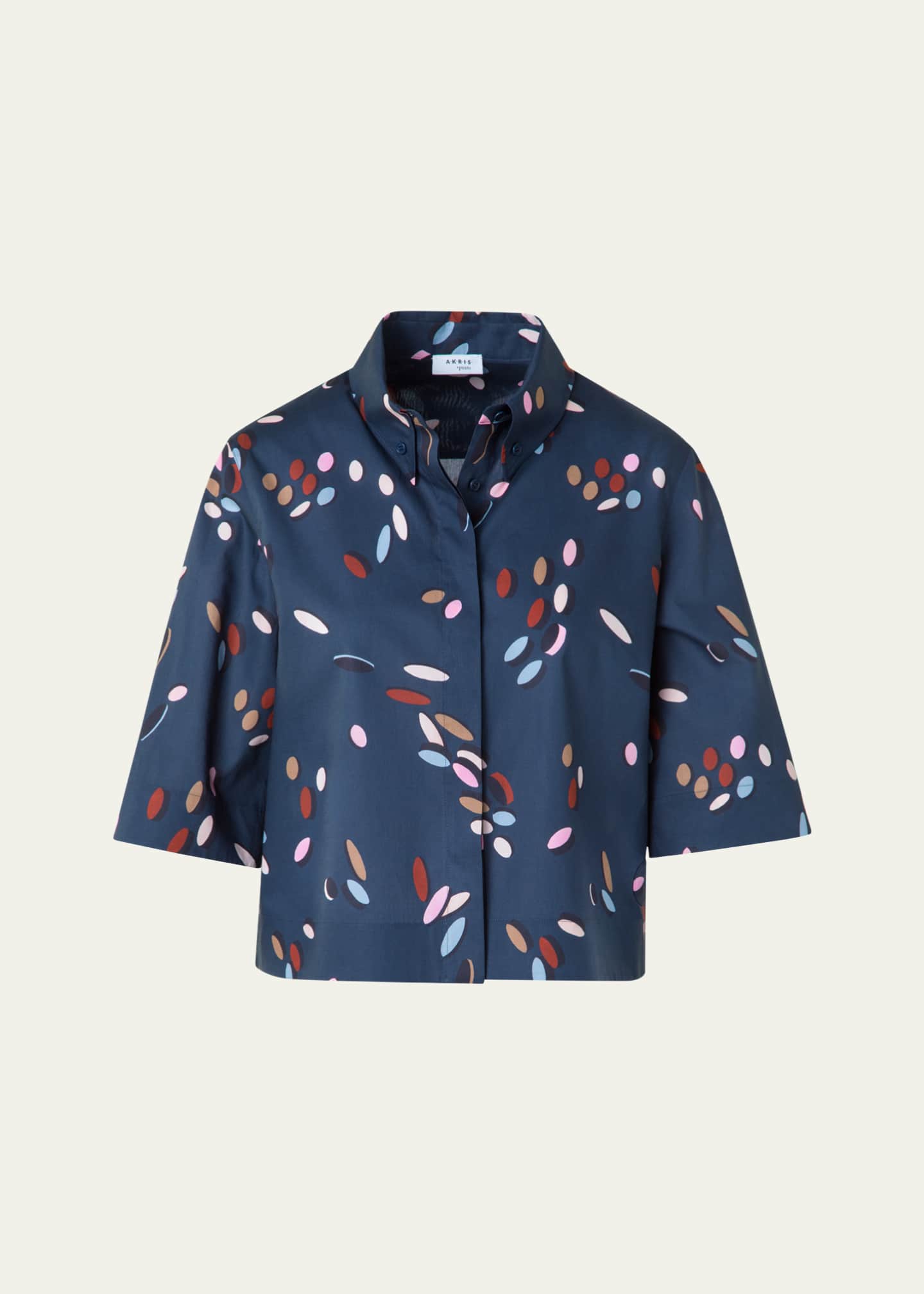 Akris punto Dropping Dots Print Cotton Batiste Boxy Blouse Image 1 of 5