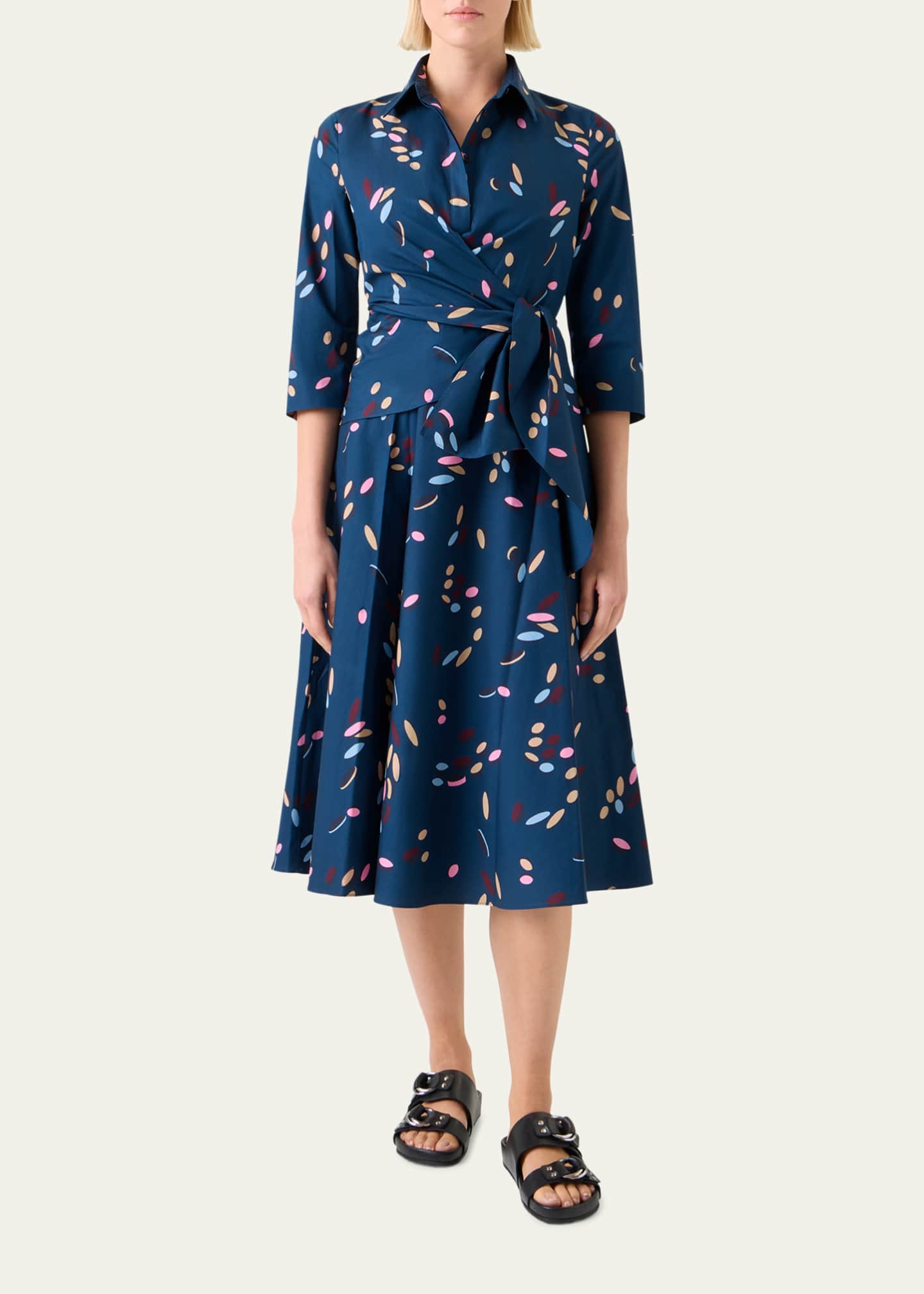 Akris punto Dropping Dots Cotton Poplin Midi Wrap Shirtdress Image 2 of 5