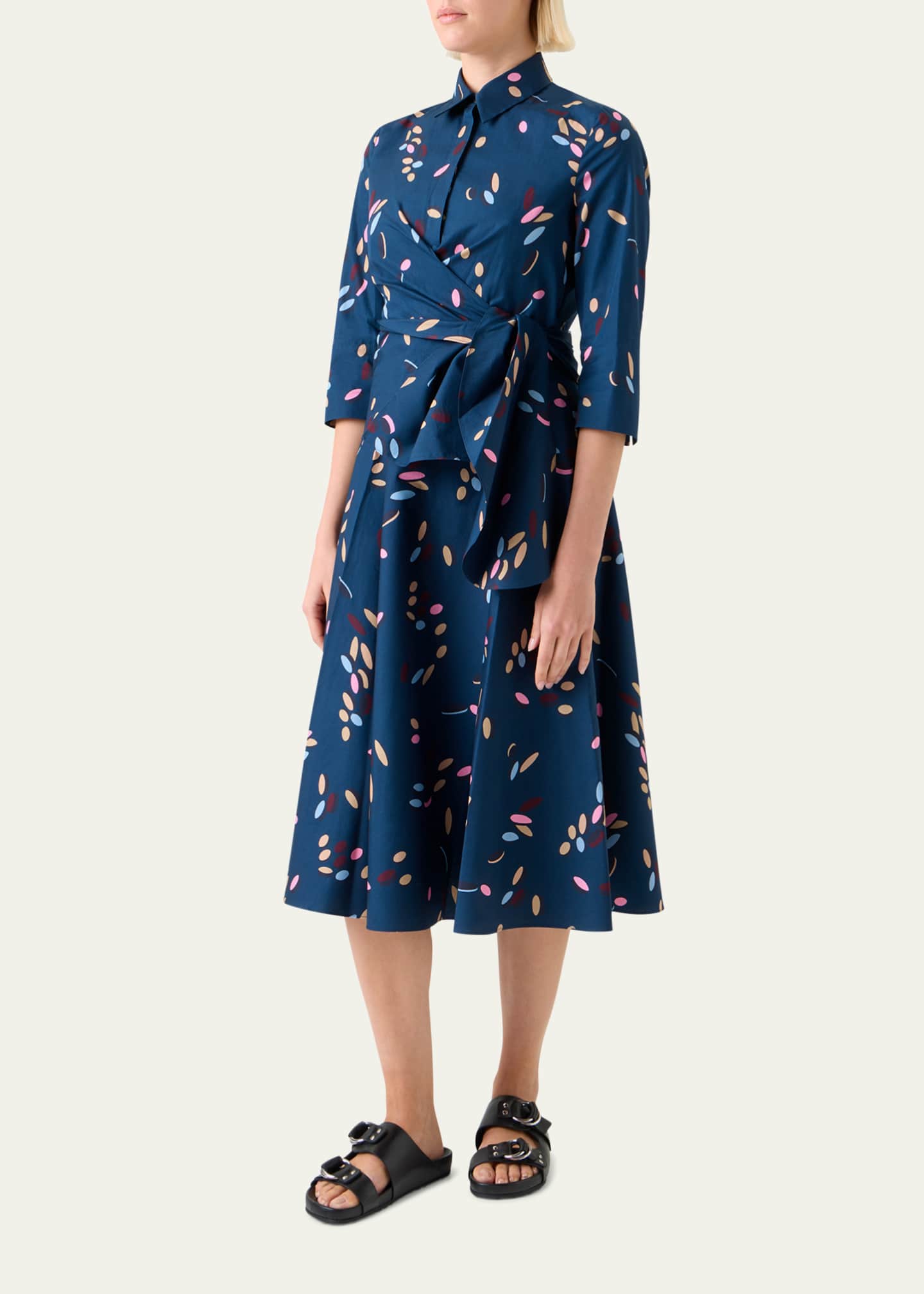 Akris punto Dropping Dots Cotton Poplin Midi Wrap Shirtdress Image 4 of 5