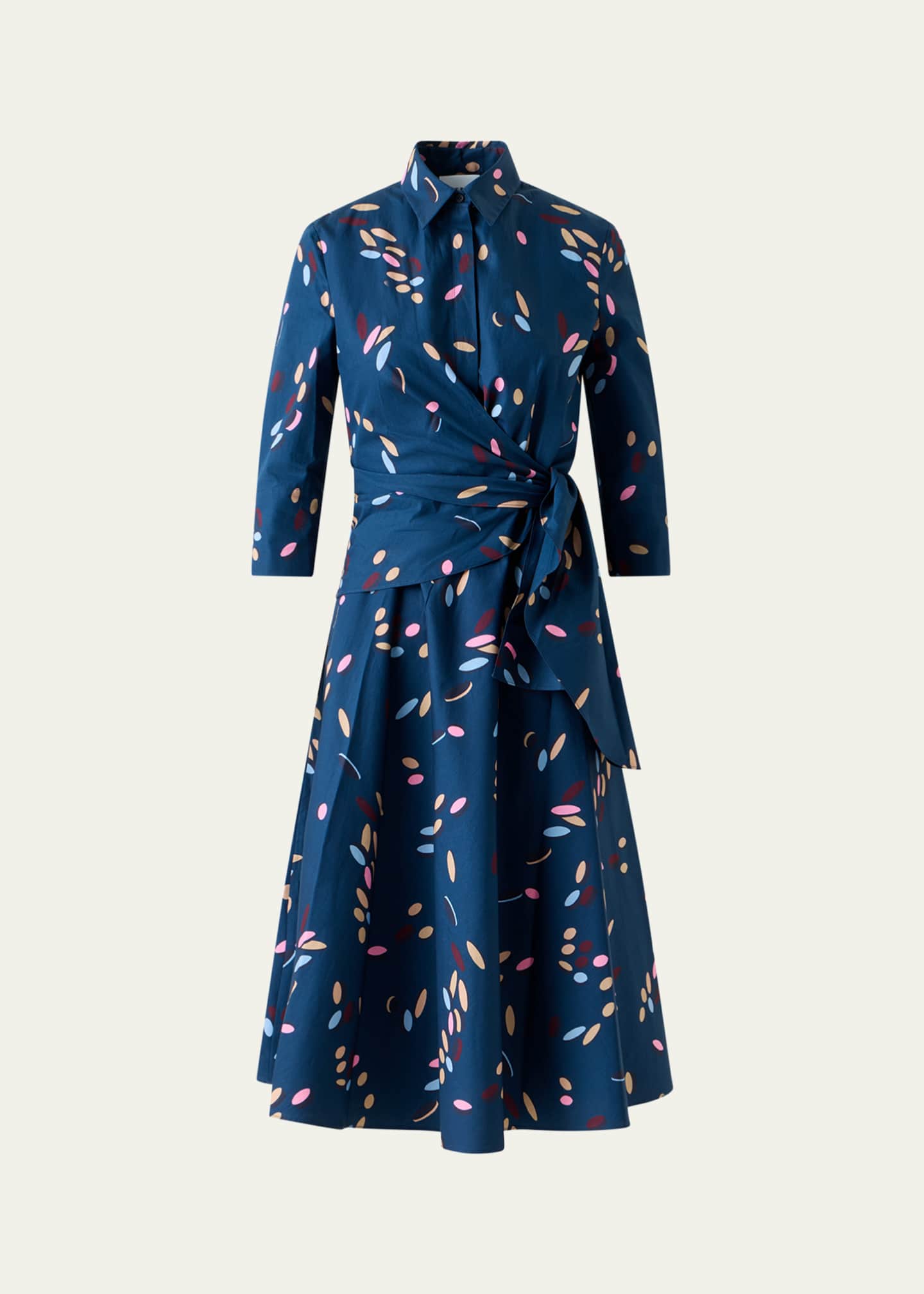 Akris punto Dropping Dots Cotton Poplin Midi Wrap Shirtdress Image 1 of 5