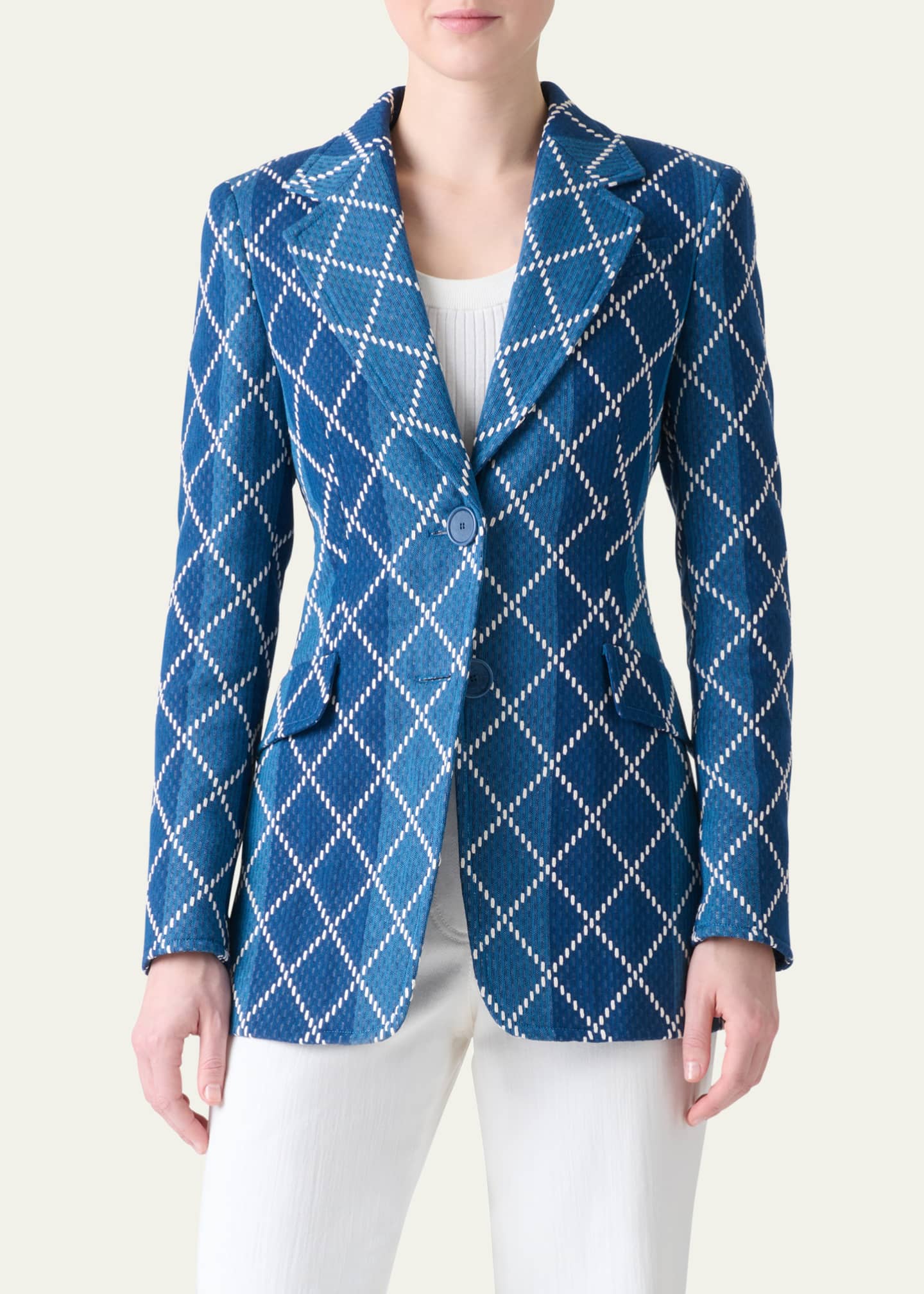 Akris punto Diamond Cotton Jacquard Fitted Blazer Image 4 of 5
