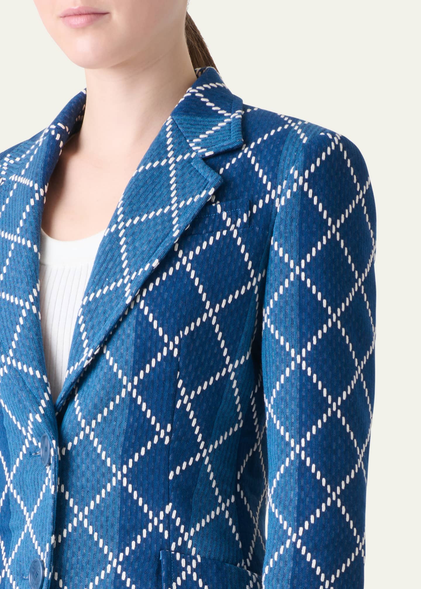 Akris punto Diamond Cotton Jacquard Fitted Blazer Image 5 of 5
