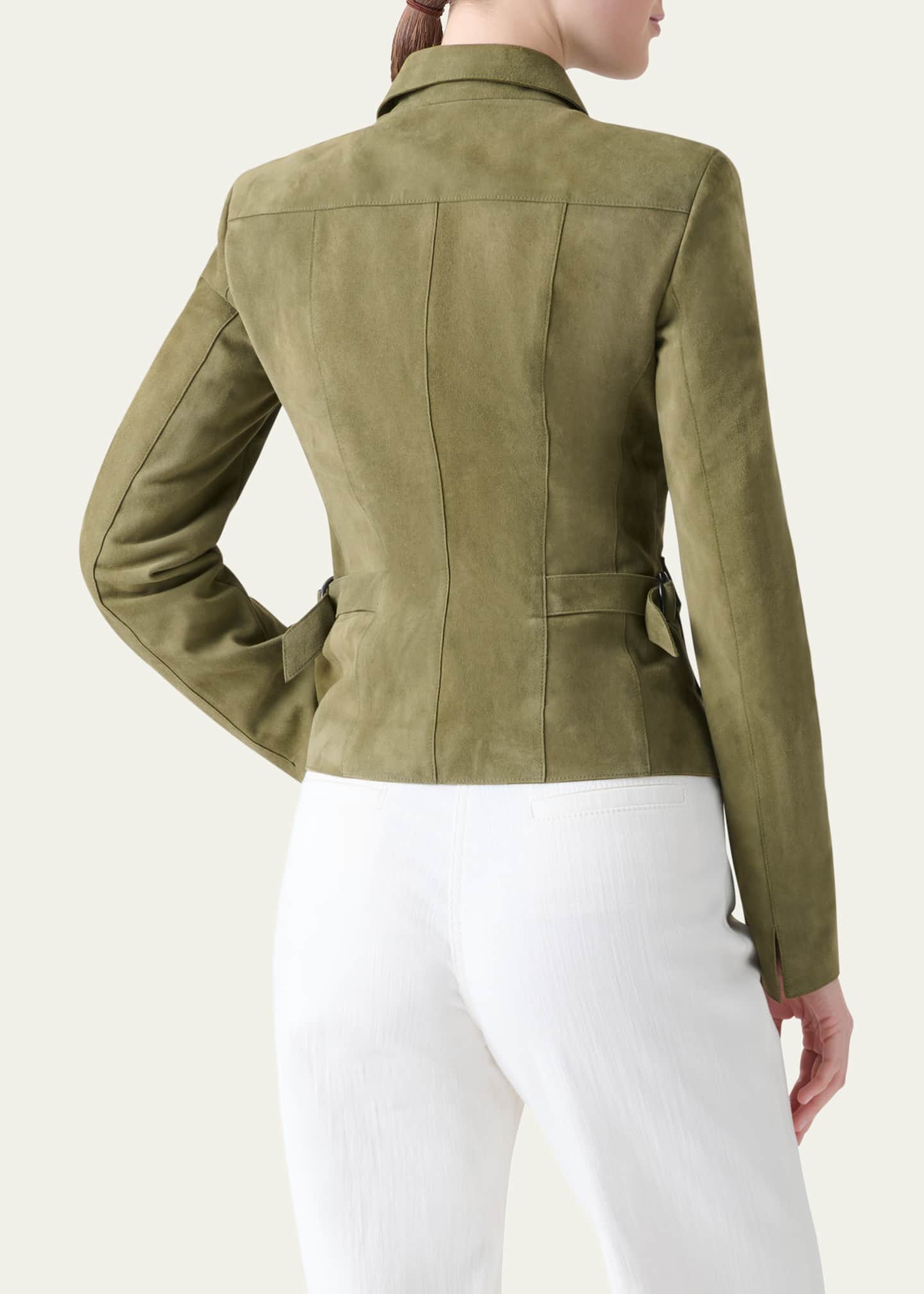 Akris punto Tailored Zip-Front Suede Jacket Image 3 of 5