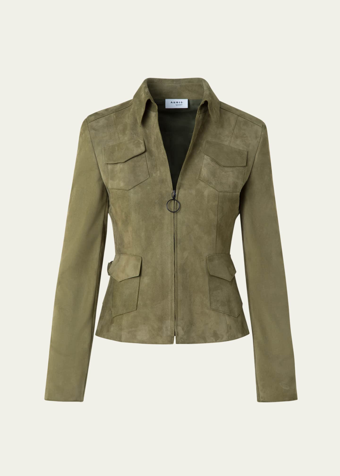 Akris punto Tailored Zip-Front Suede Jacket Image 1 of 5