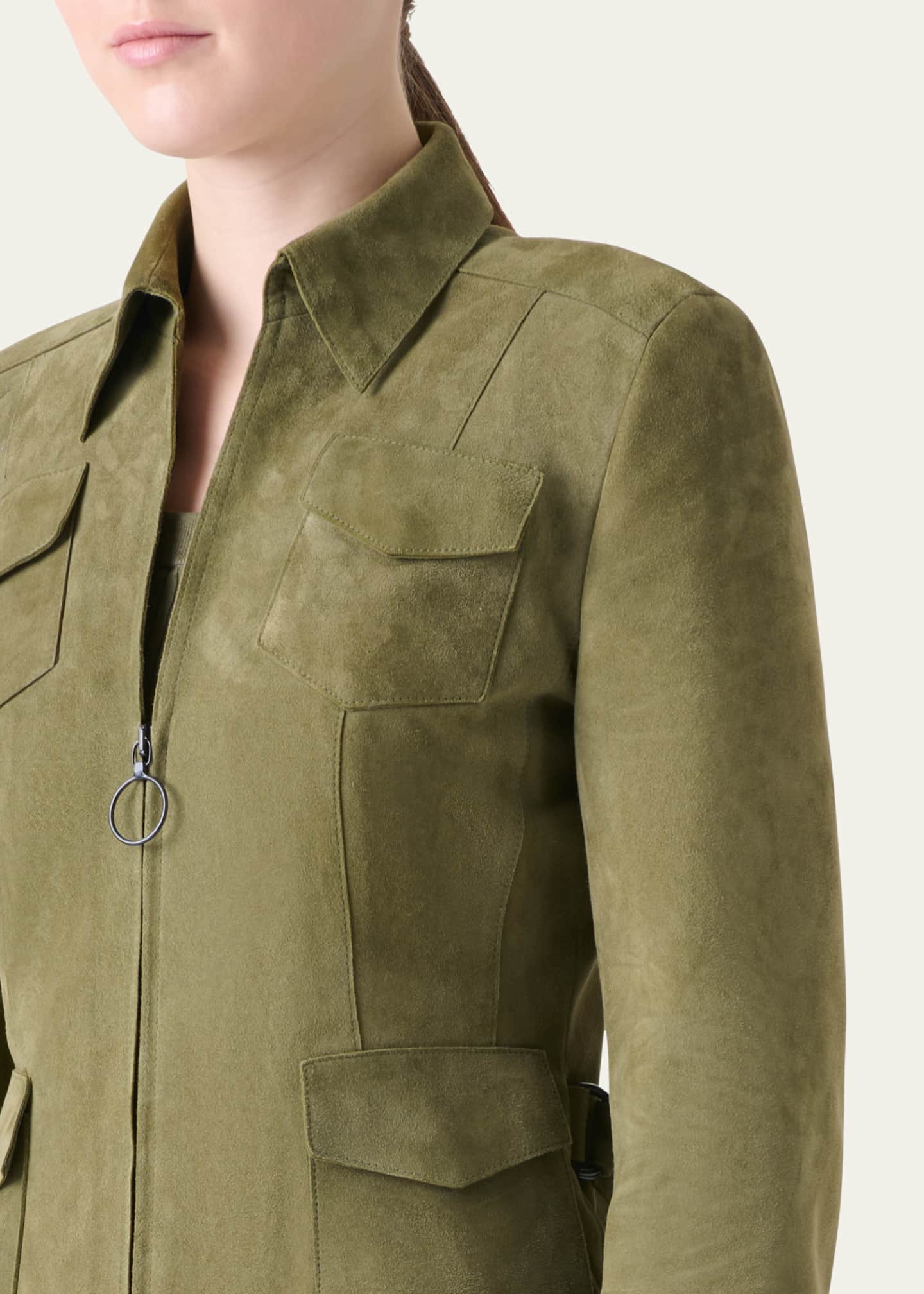 Akris punto Tailored Zip-Front Suede Jacket Image 5 of 5