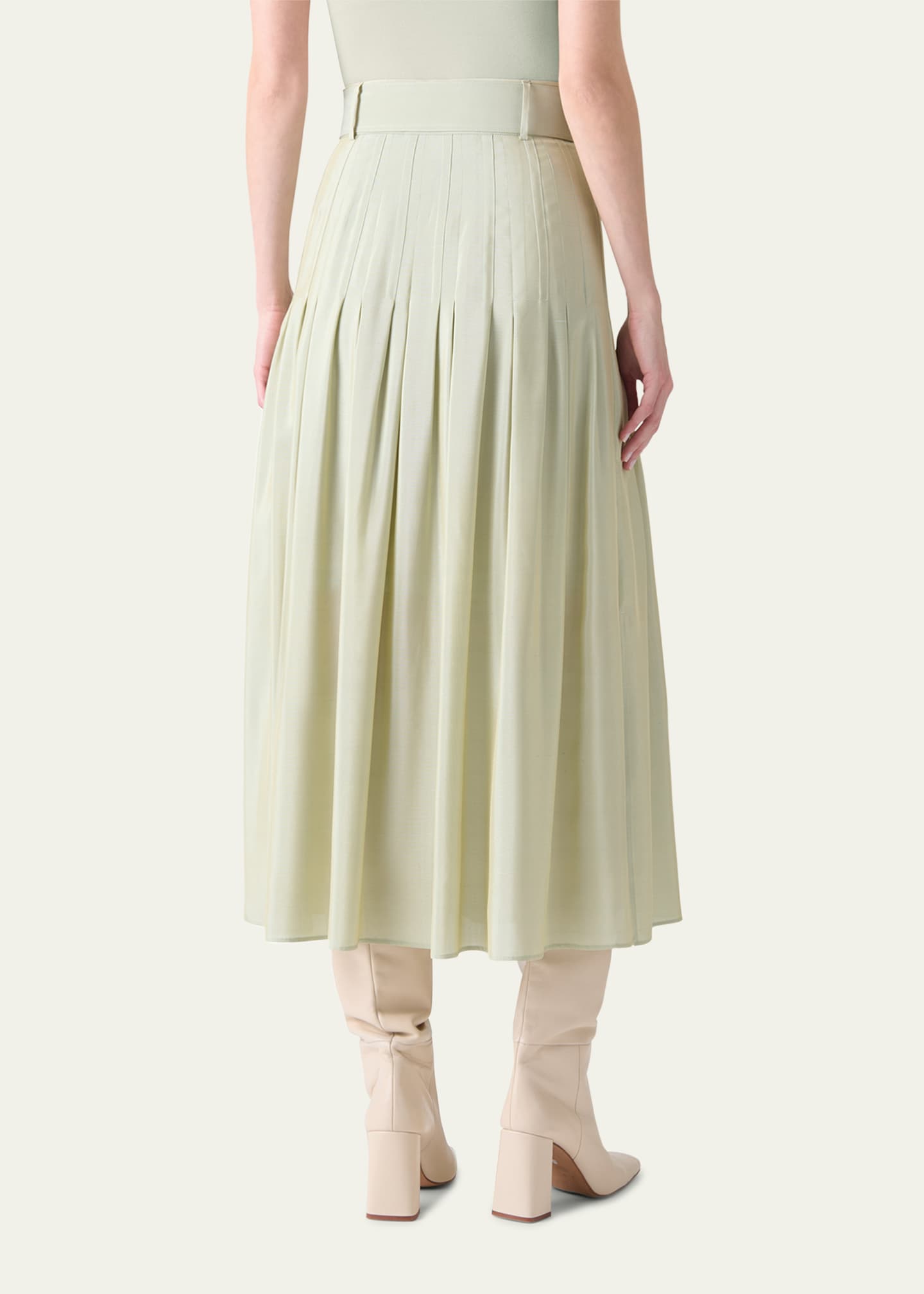 Akris punto Pleated A-Line Batiste Midi Skirt Image 3 of 5