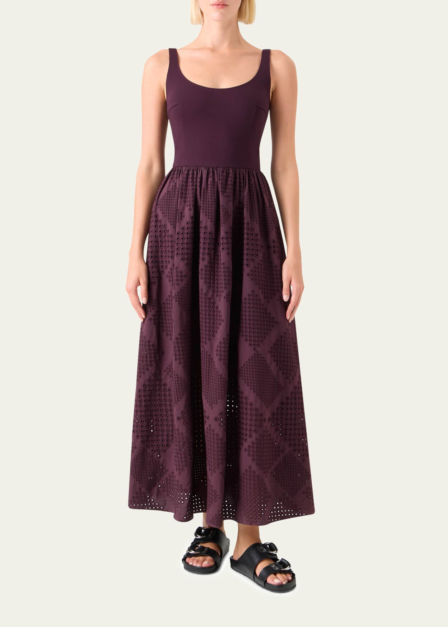 Belted Eyelet-Embroidered Cotton Midi Dress