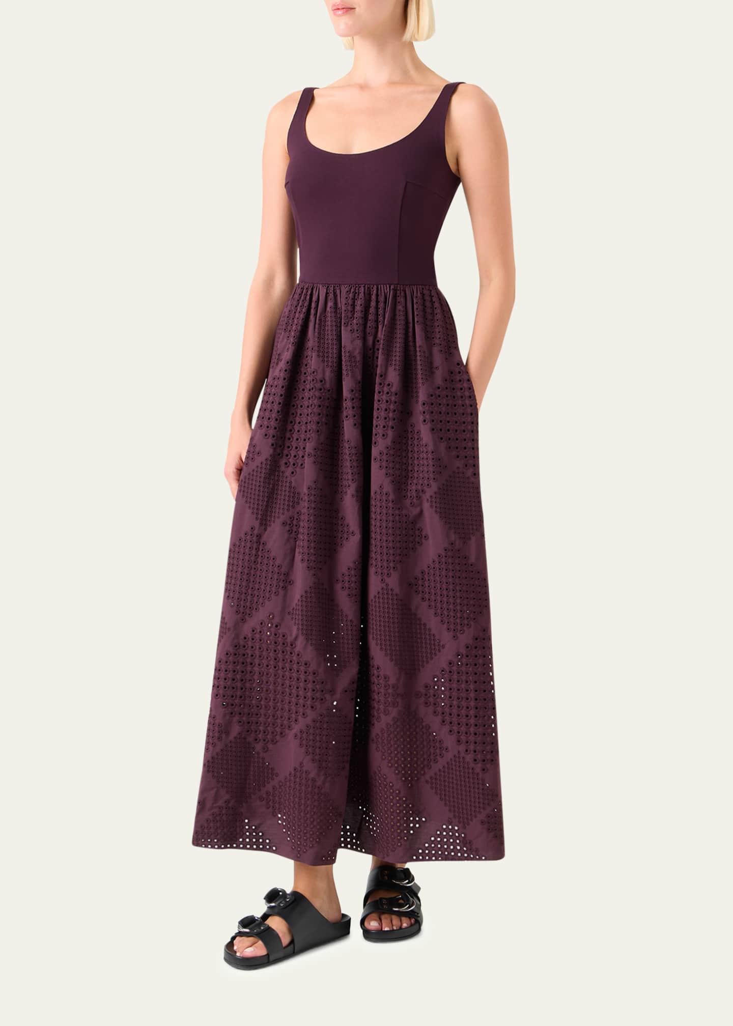 Belted Eyelet-Embroidered Cotton Midi Dress