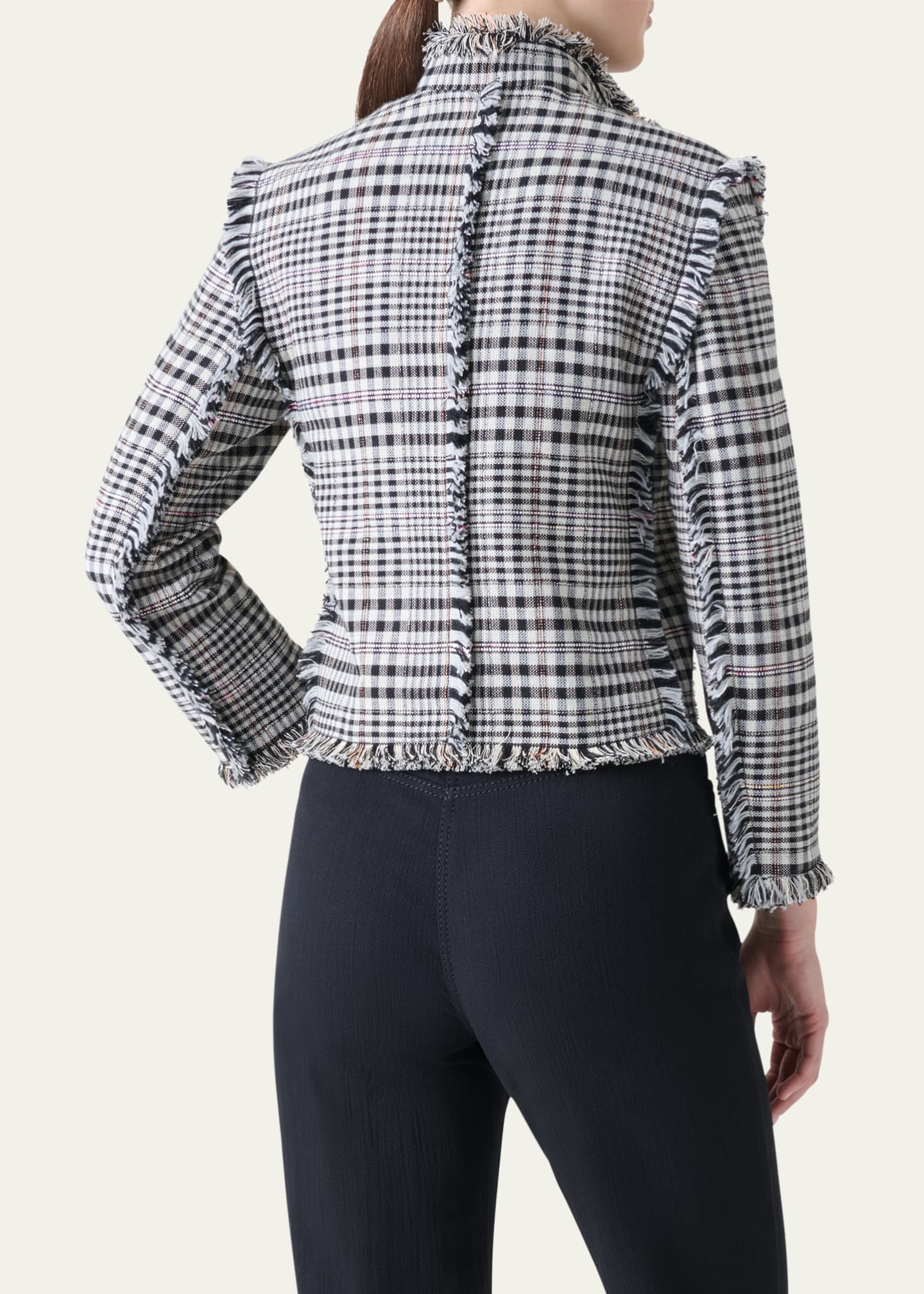 Akris punto Fringe-Trim Check Jacket Image 3 of 5