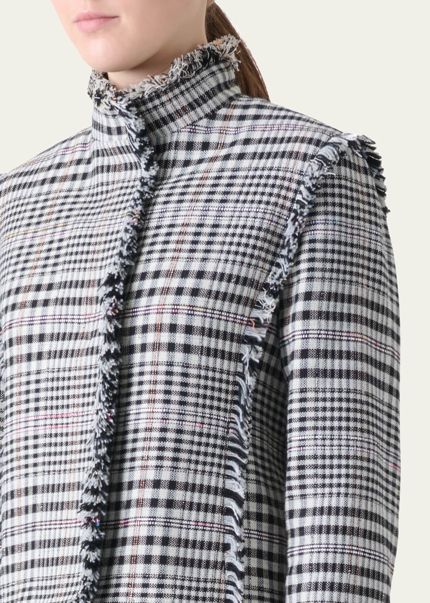 Akris punto Fringe-Trim Check Jacket Image 5 of 5