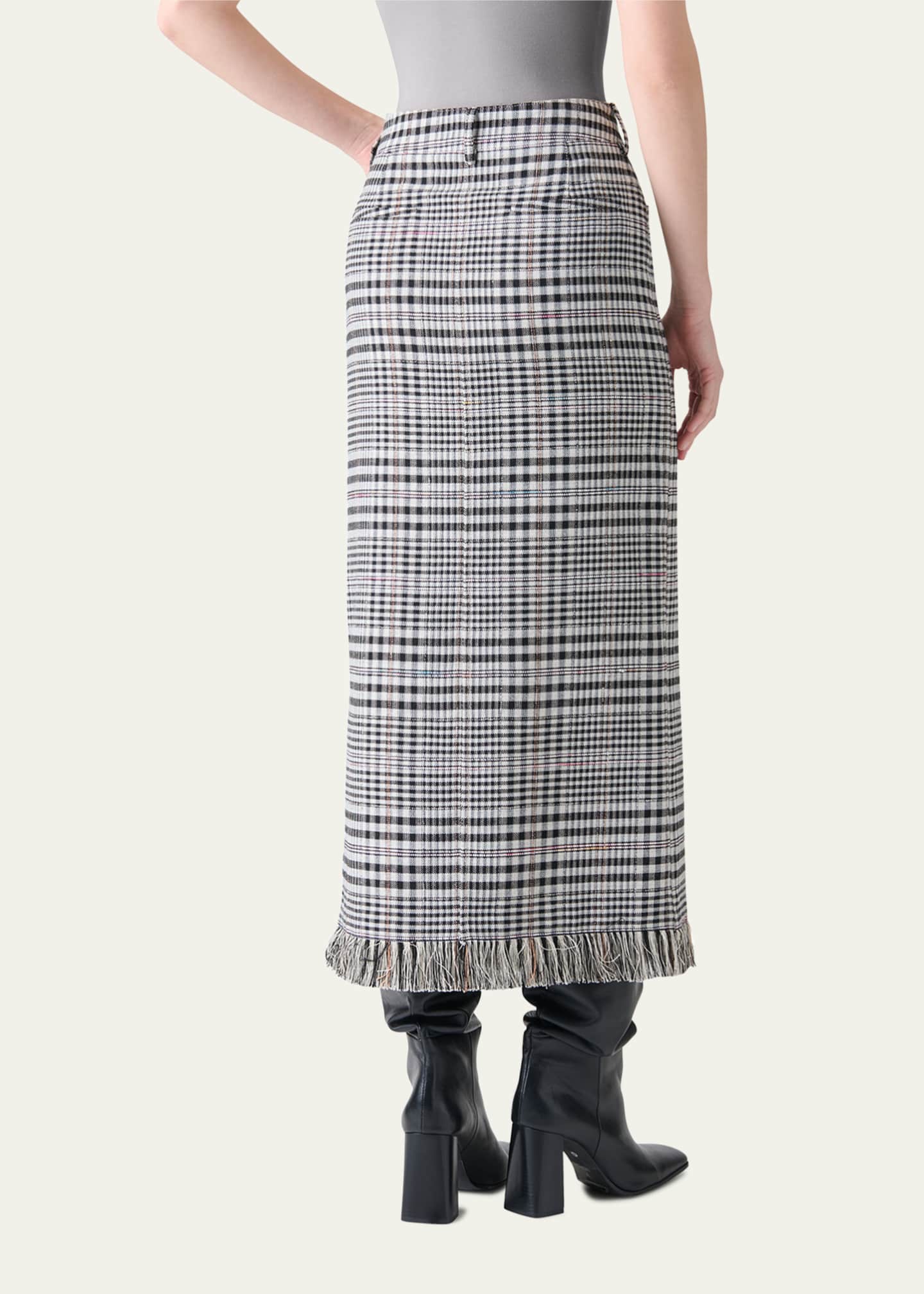 Akris punto Fringed Check Cotton-Blend Midi Skirt Image 3 of 5