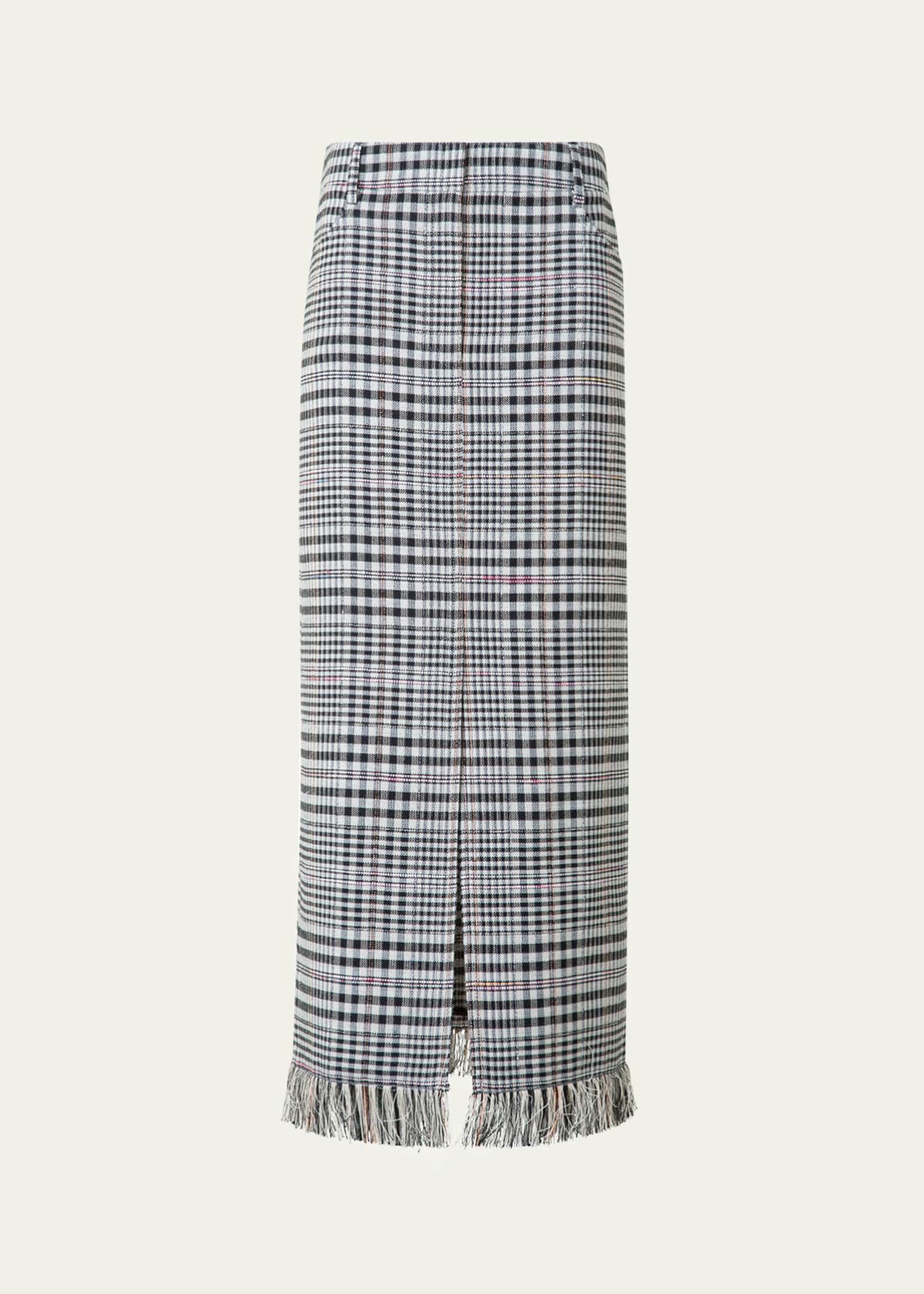 Akris punto Fringed Check Cotton-Blend Midi Skirt Image 1 of 5