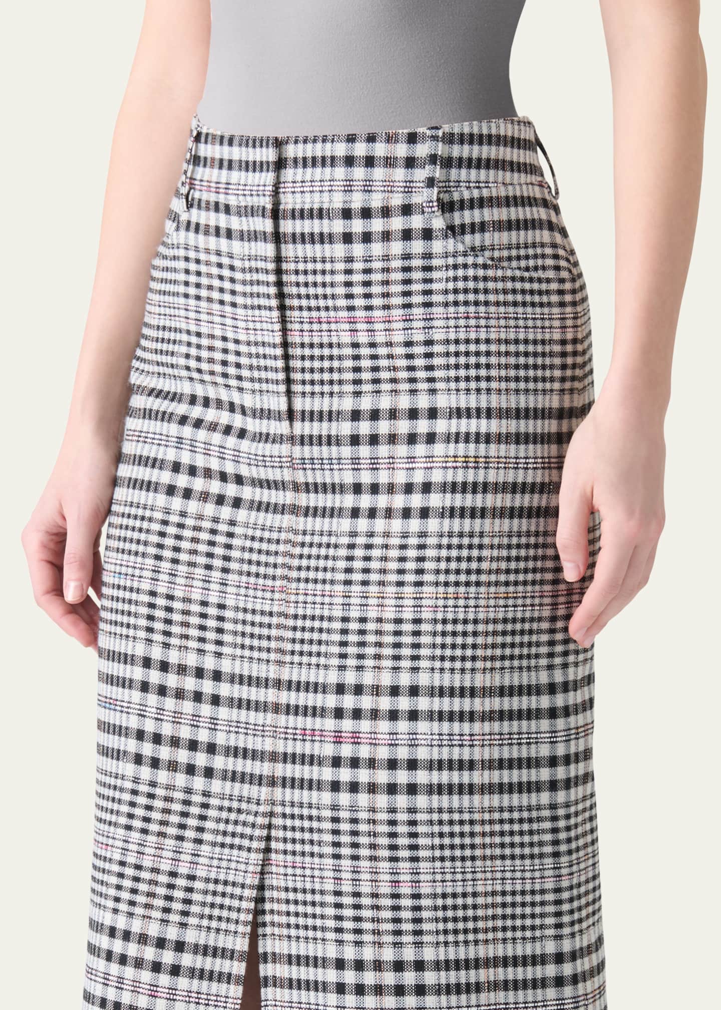 Akris punto Fringed Check Cotton-Blend Midi Skirt Image 5 of 5