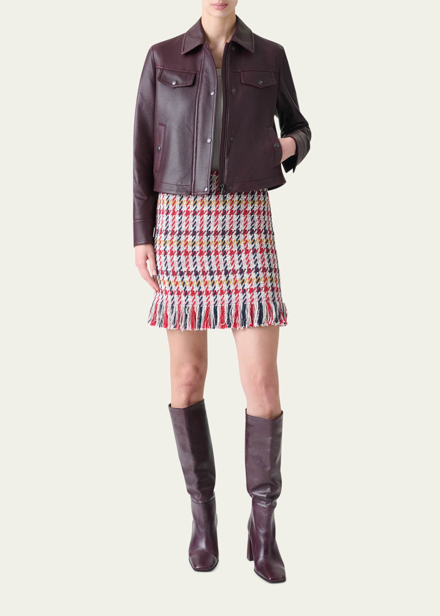 Akris punto Zip-Front Perforated Leather Jacket Image 2 of 4